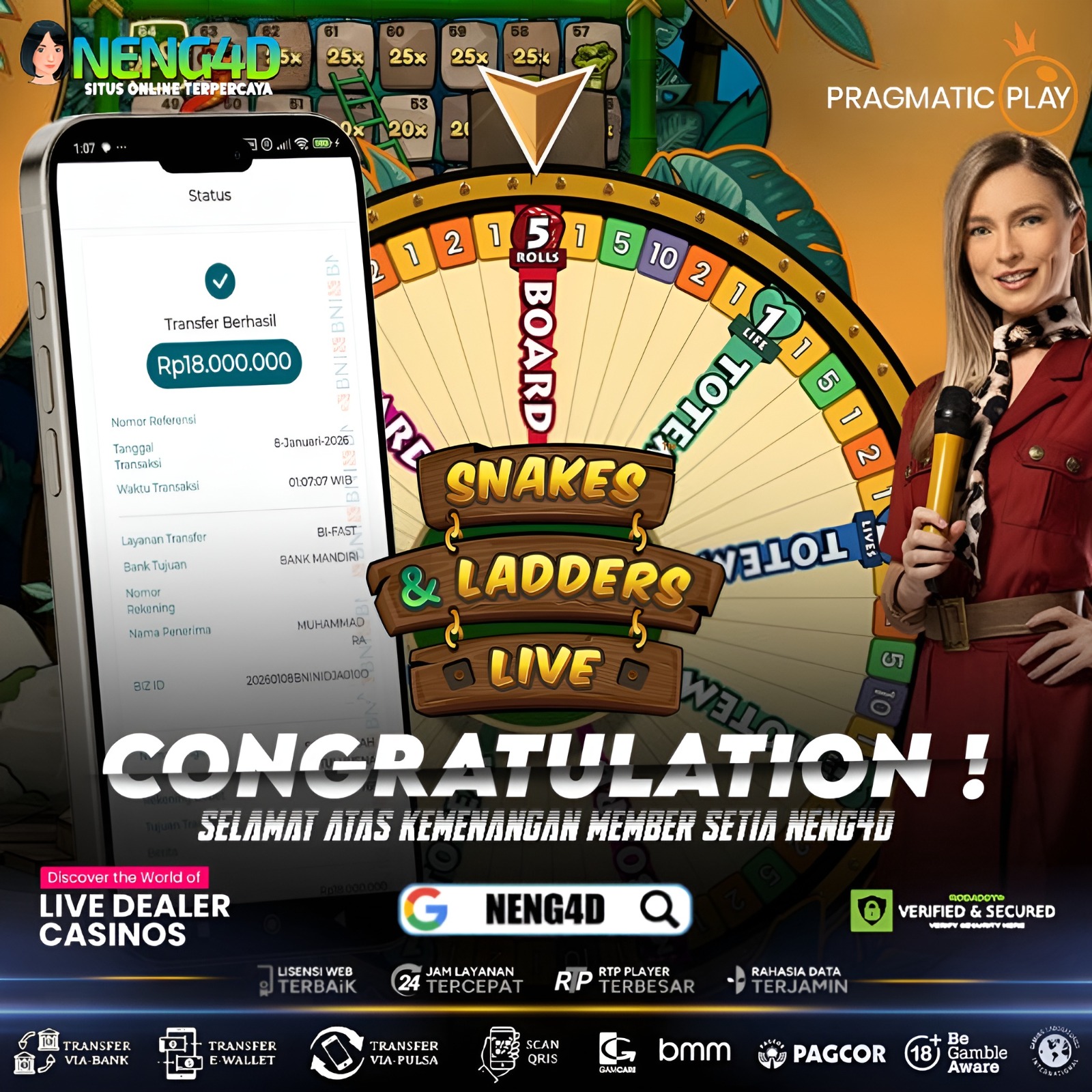 Kemenangan 18 juta di Live Casino Provider Pragmatic Play