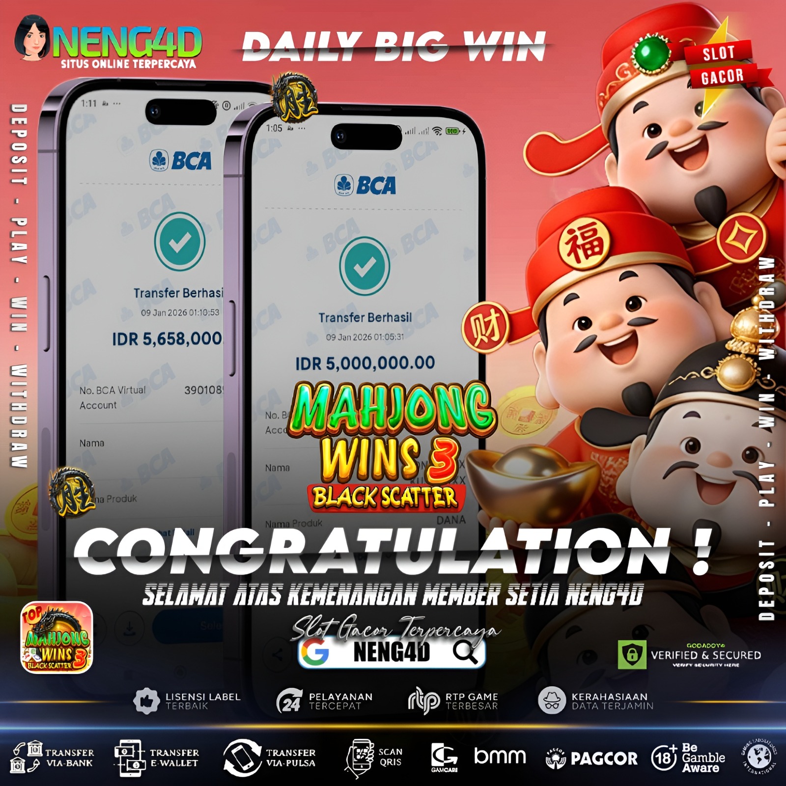 Cuan Besar di Mahjong Wins 3 Black Scatter Provider Pragmatic Play