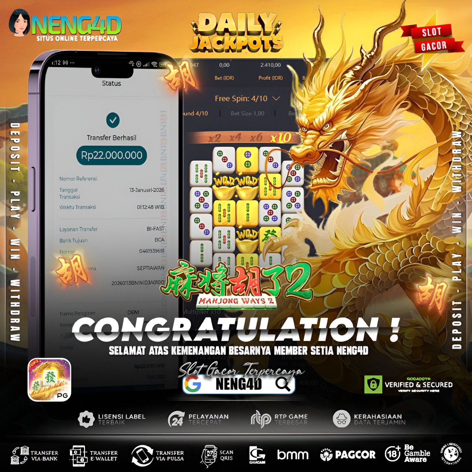 Menang Besar di Mahjong Ways 2 Provider PG Soft