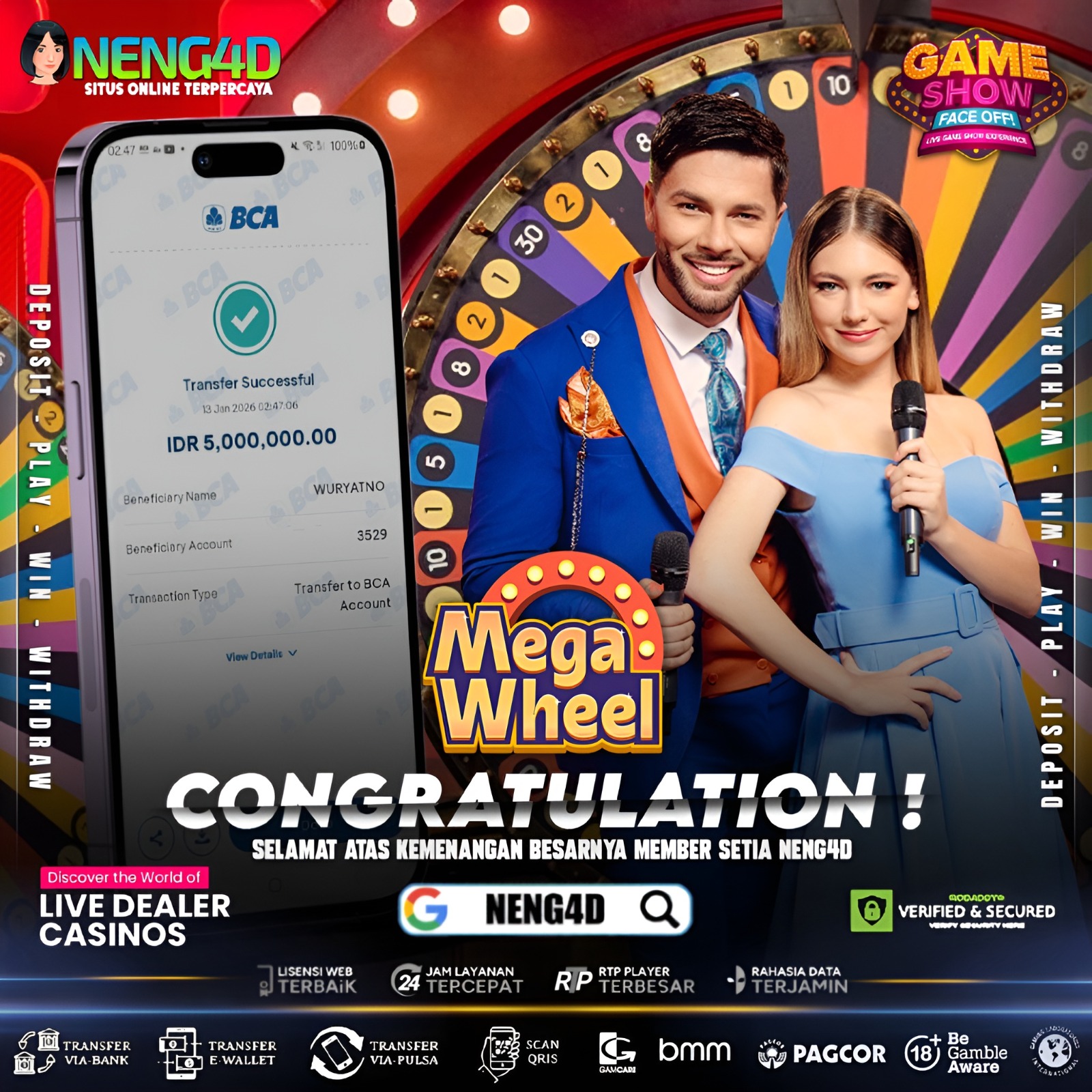 Kemenangan Seru bermain di Mega Wheel Provider Pragmatic Play