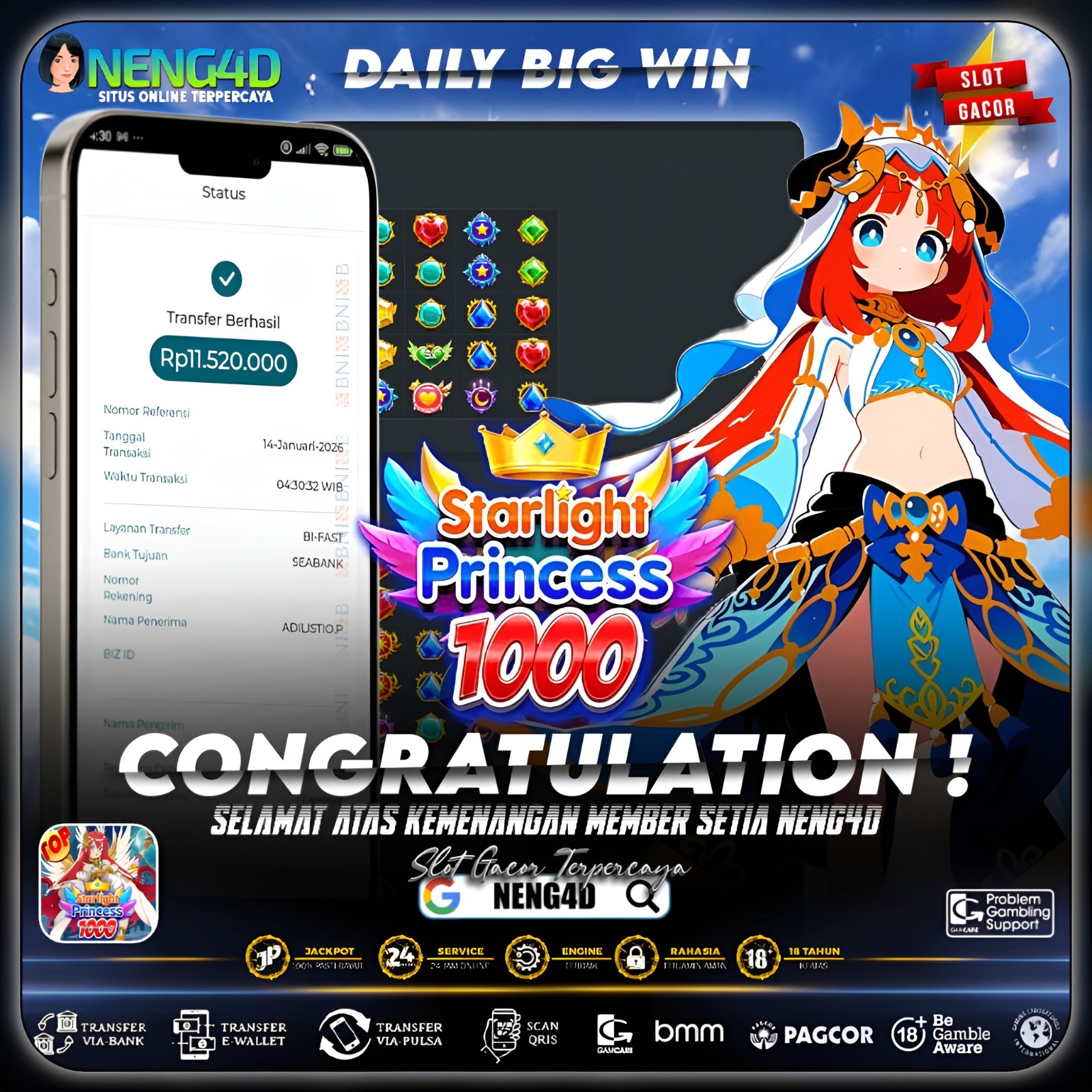 Menang Manis 11 juta di Starlight Princess 1000 Provider Pragmatic Play