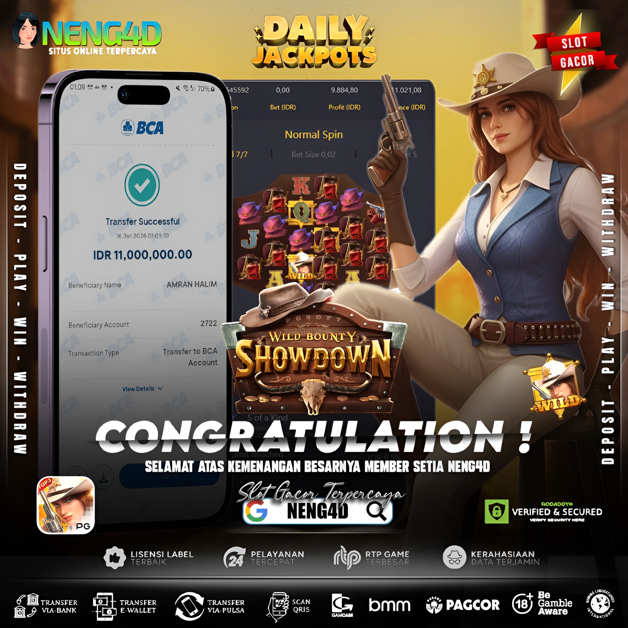 MENANG BESAR WILD BOUNTY SHOWDOWN BARENG NENG4D