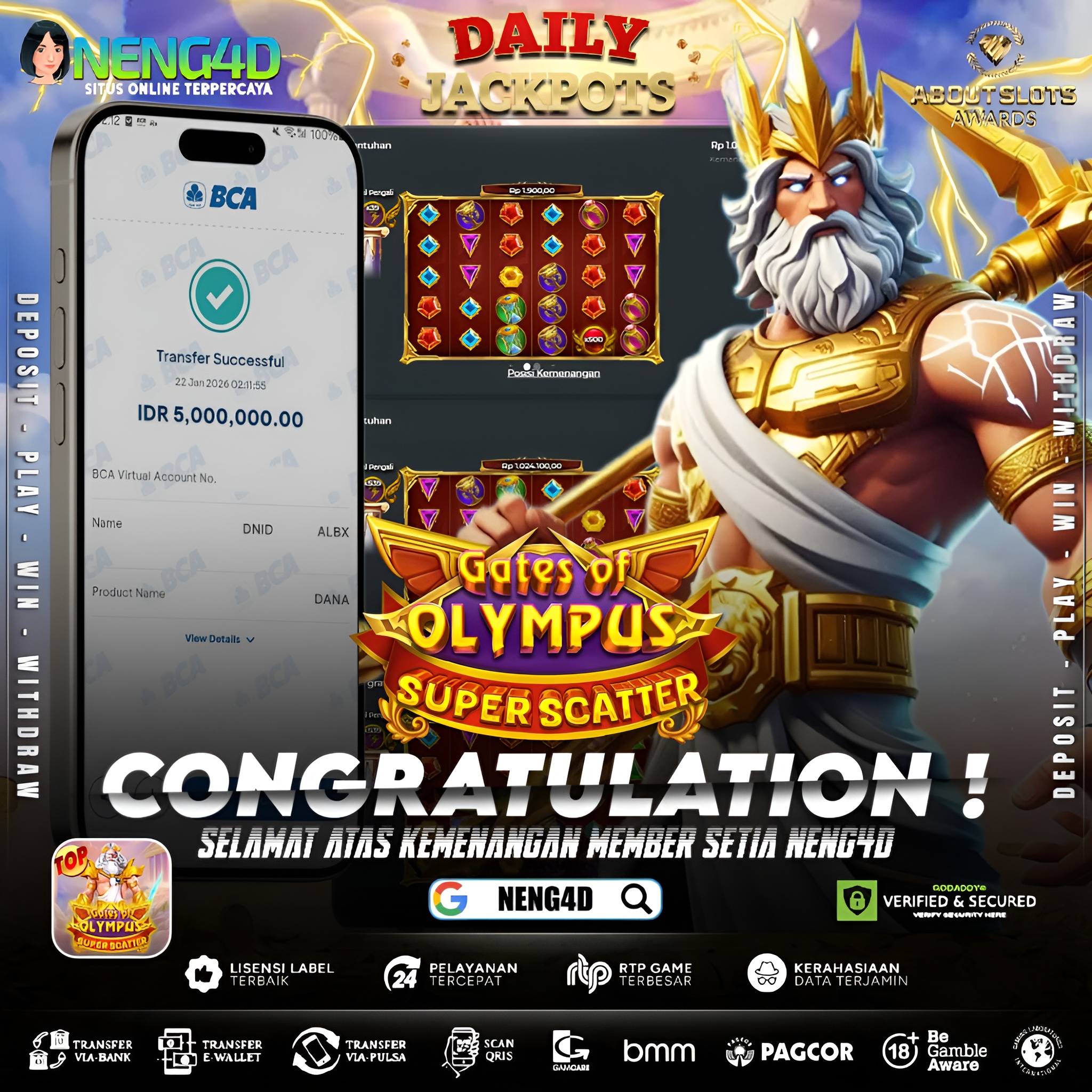 MENANG 5JT MAIN DI GATES OF OLYMPUS SUPER SCATTER PRAGMATIC PLAY