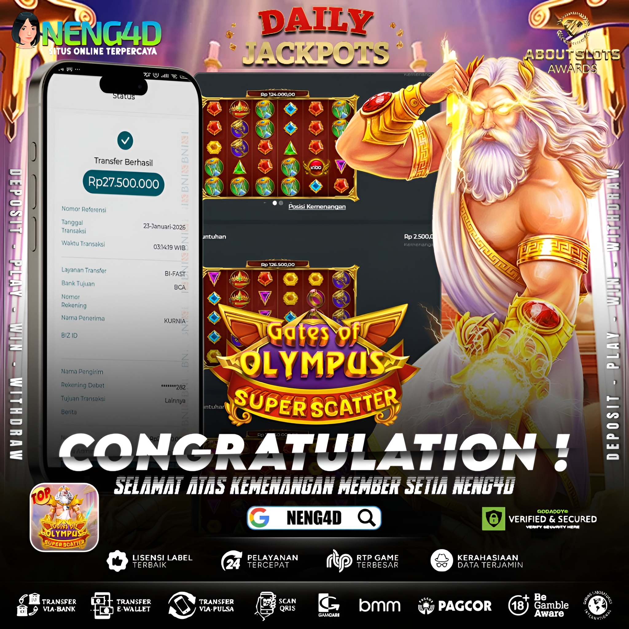 MENANG 27JT MAIN DI GATES OF OLYMPUS SUPER SCATTER PRAGMATIC PLAY