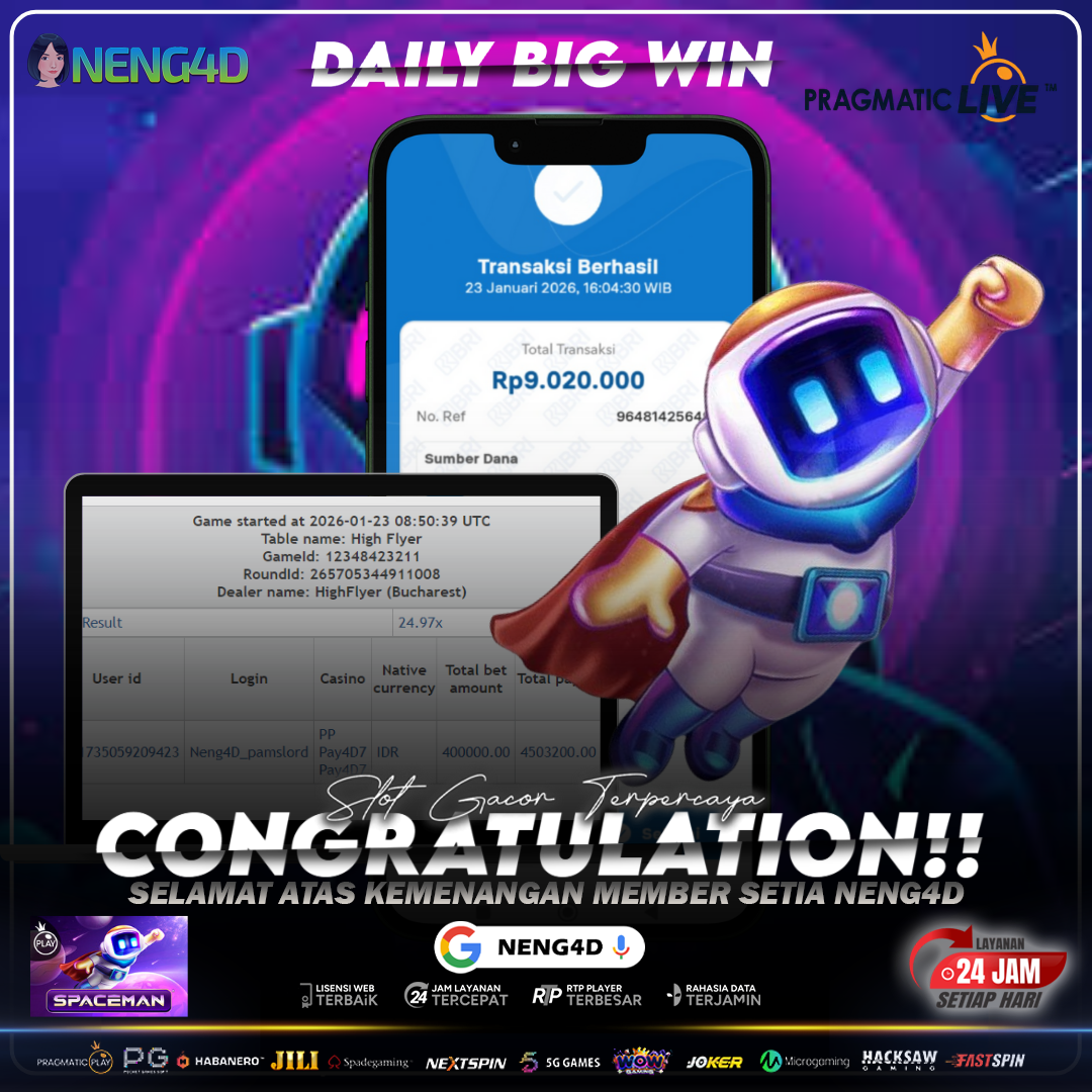 Kemenangan 9 Juta Member Setia NENG4D di Permainan Spaceman