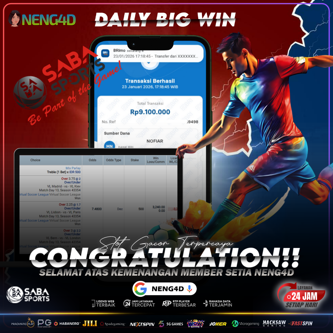 MEMBER NENG4D AMANKAN 9 JUTA DARI KEMENANGAN MIX PARLAY