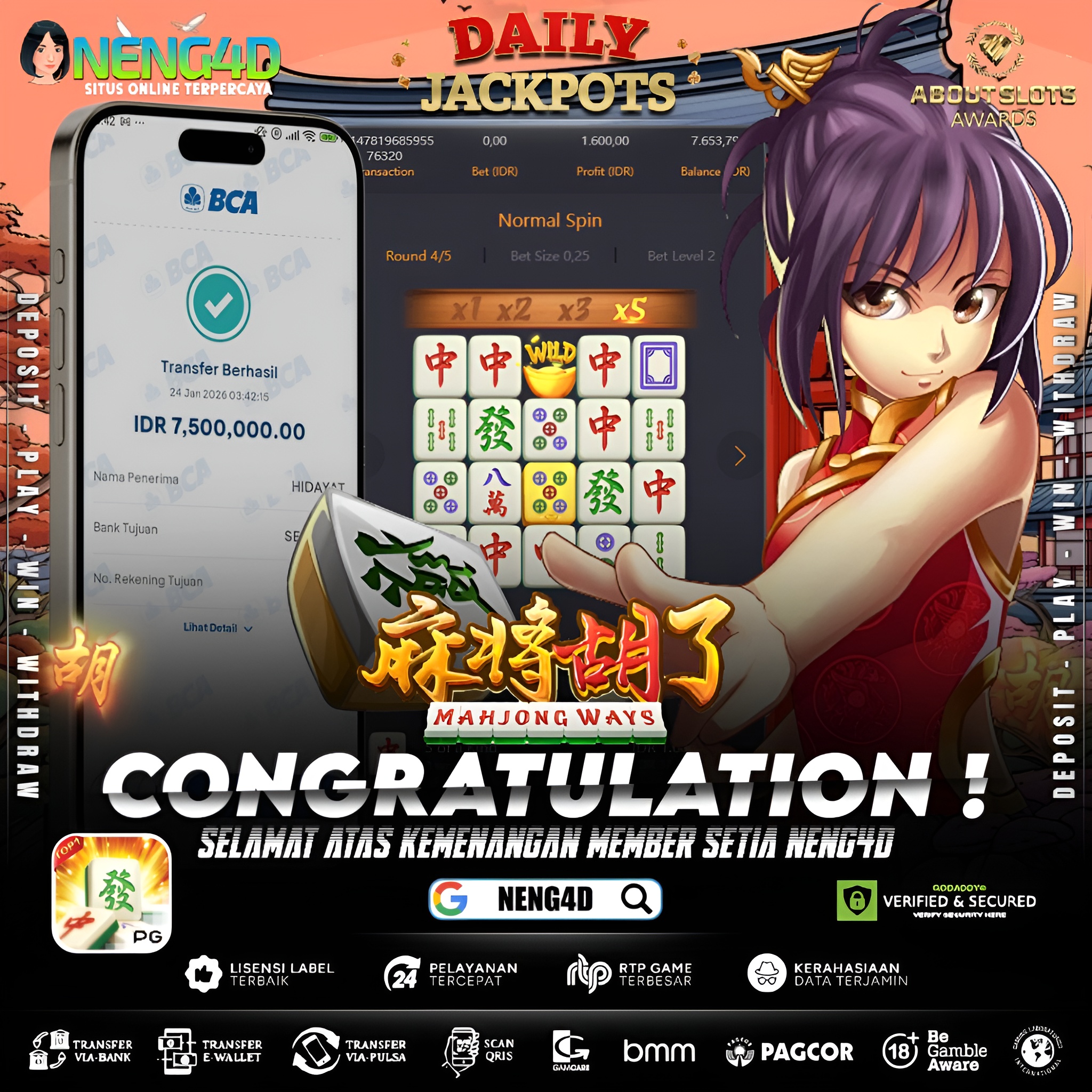 MENANG 7JT MAIN DI MAHJONG WAYS PG SOFT