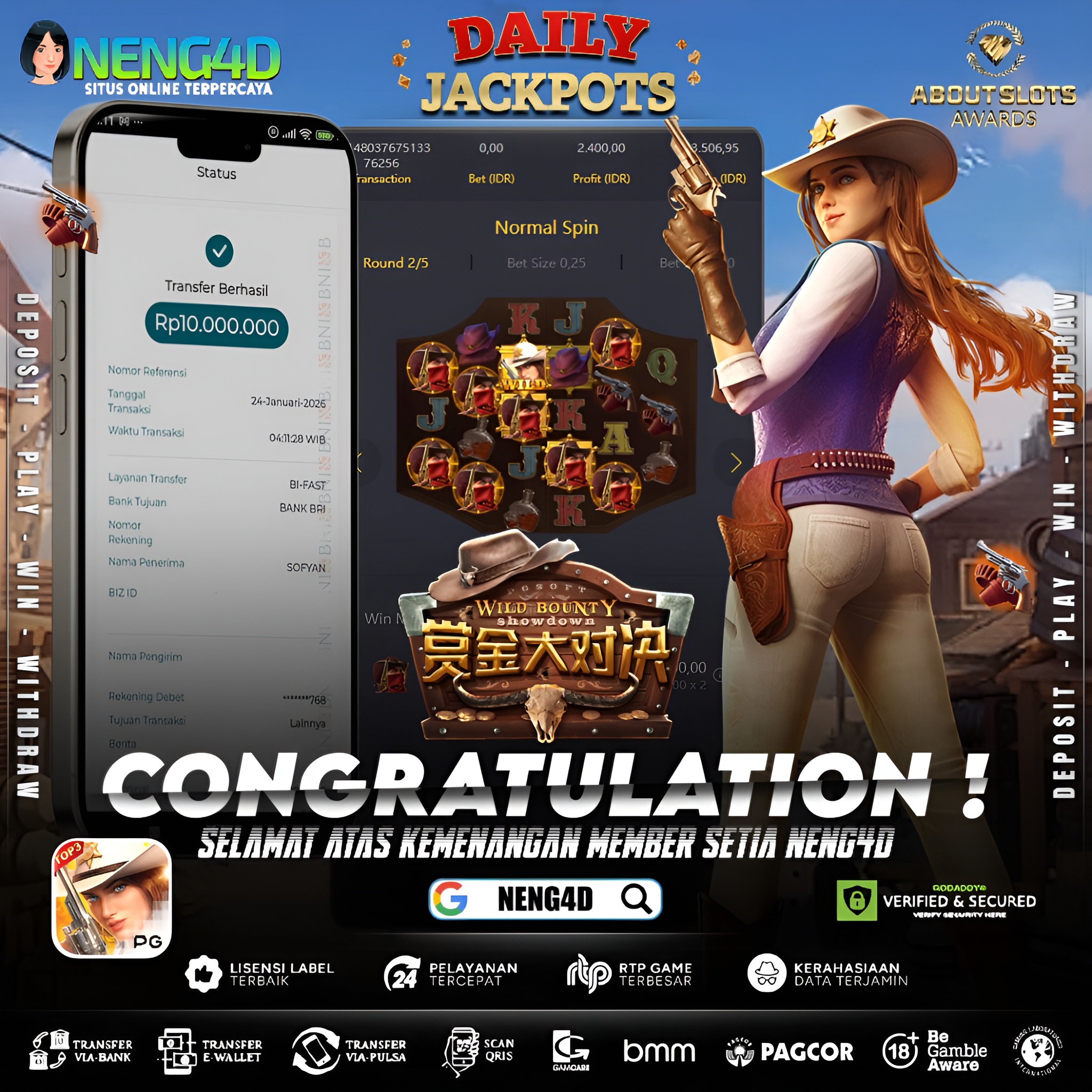 MENANG 10JT MAIN DI WILD BOUNTY SHOWDOWN PG SOFT