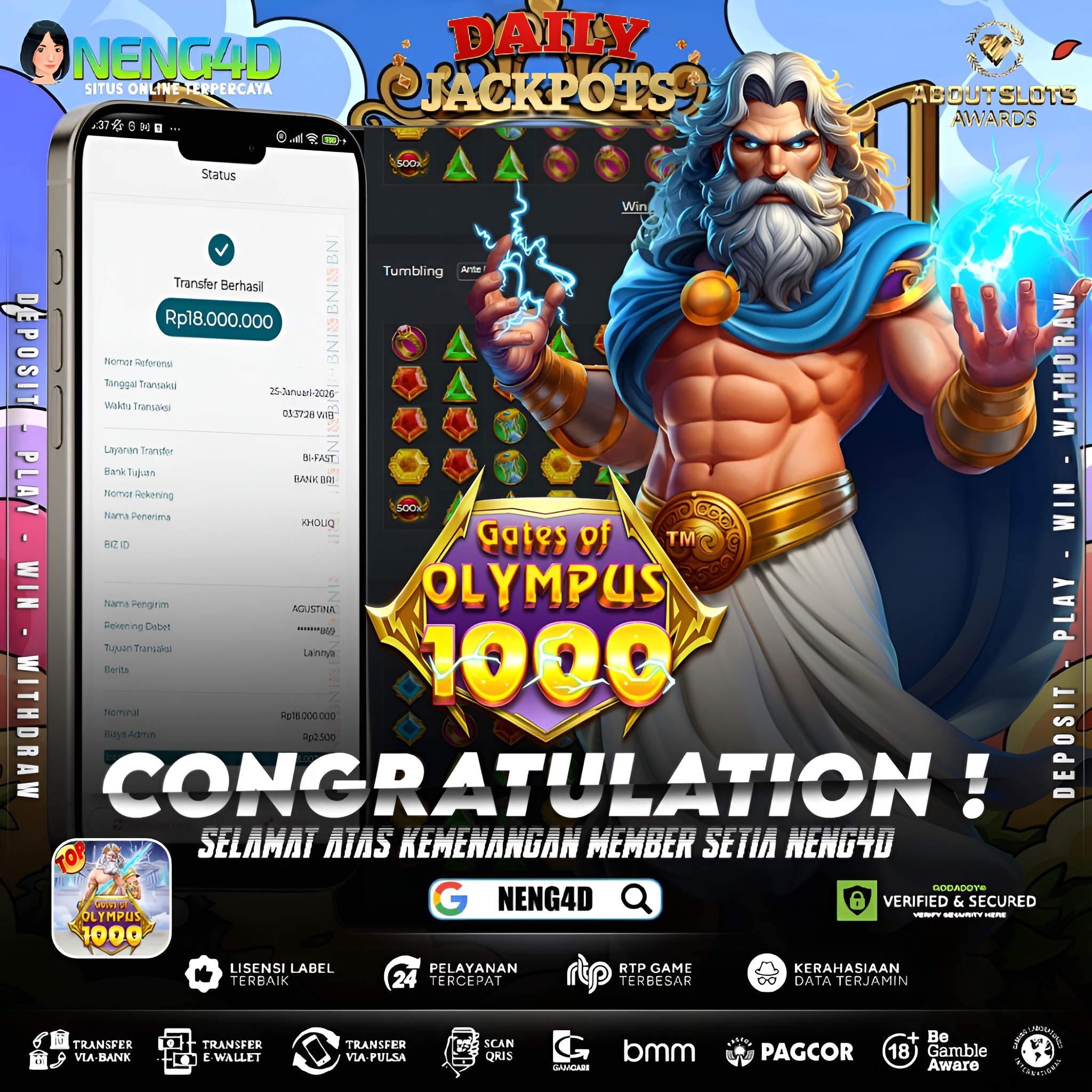 MENANG 18JT MAIN DI GATES OF OLYMPUS 1000 PRAGMATIC PLAY