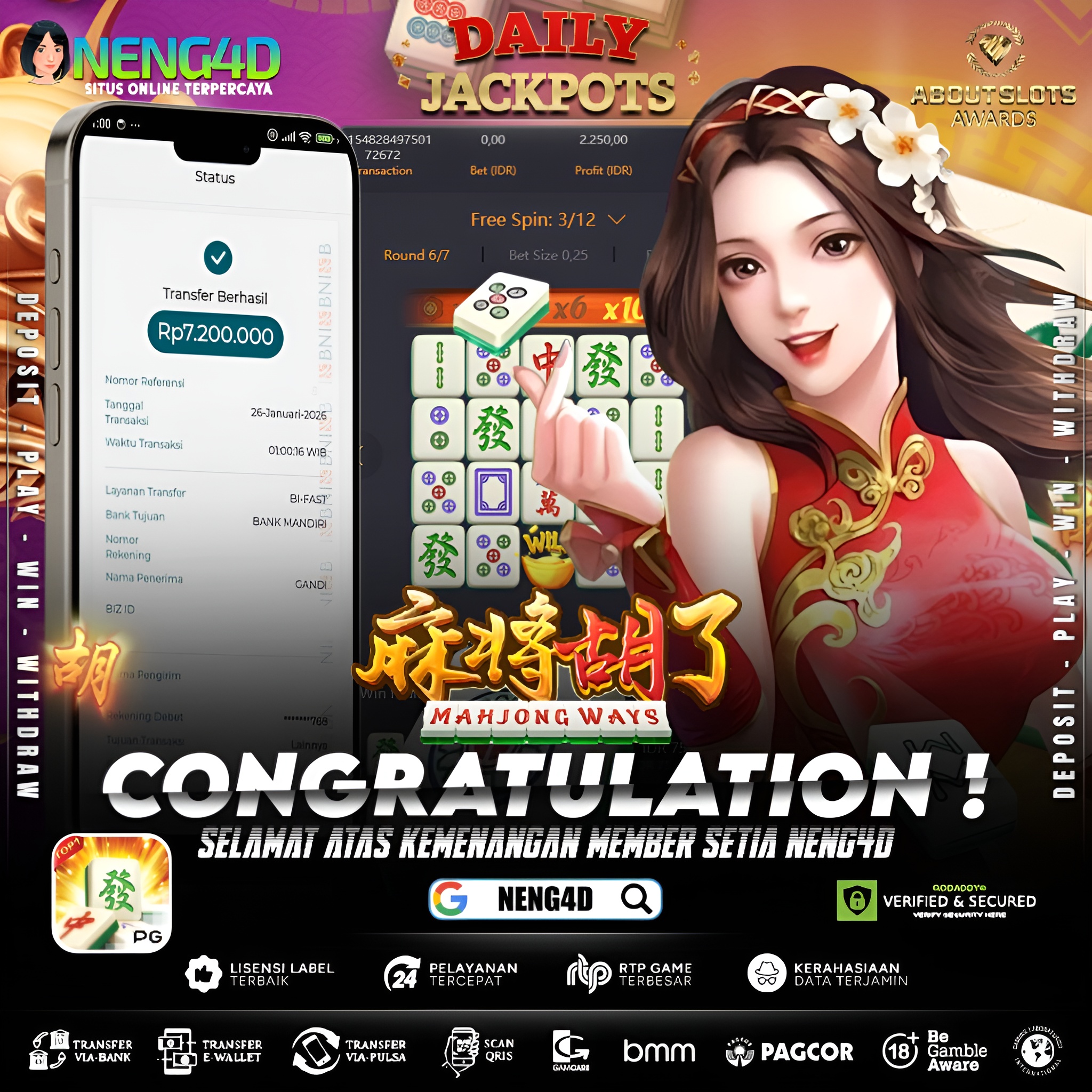 MENANG 7JT MAIN DI MAHJONG WAYS PG SOFT