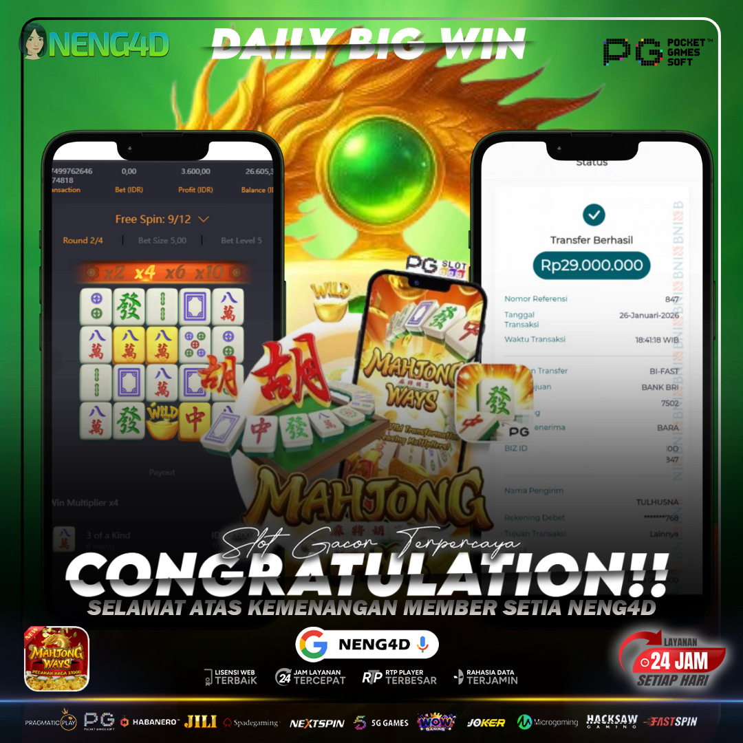 KURANG DARI 10 MENIT , MEMBER NENG4D JACKPOT 29 JUTA DI MAHJONG WAYS