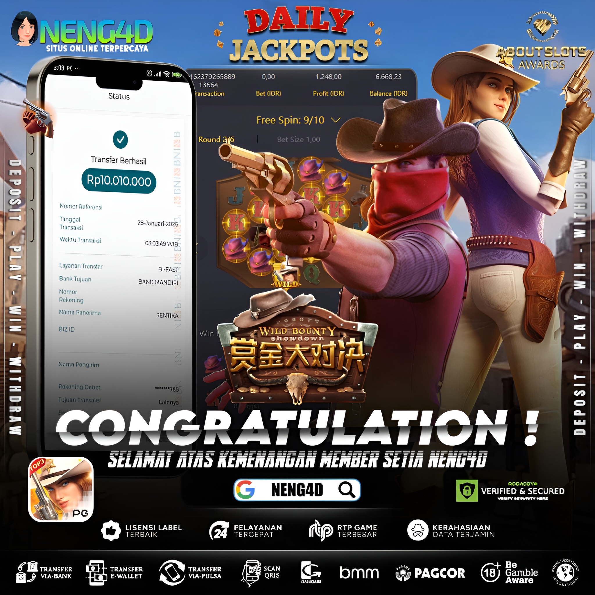 MENANG 10JT MAIN DI WILD BOUNTY SHOWDOWN PG SOFT