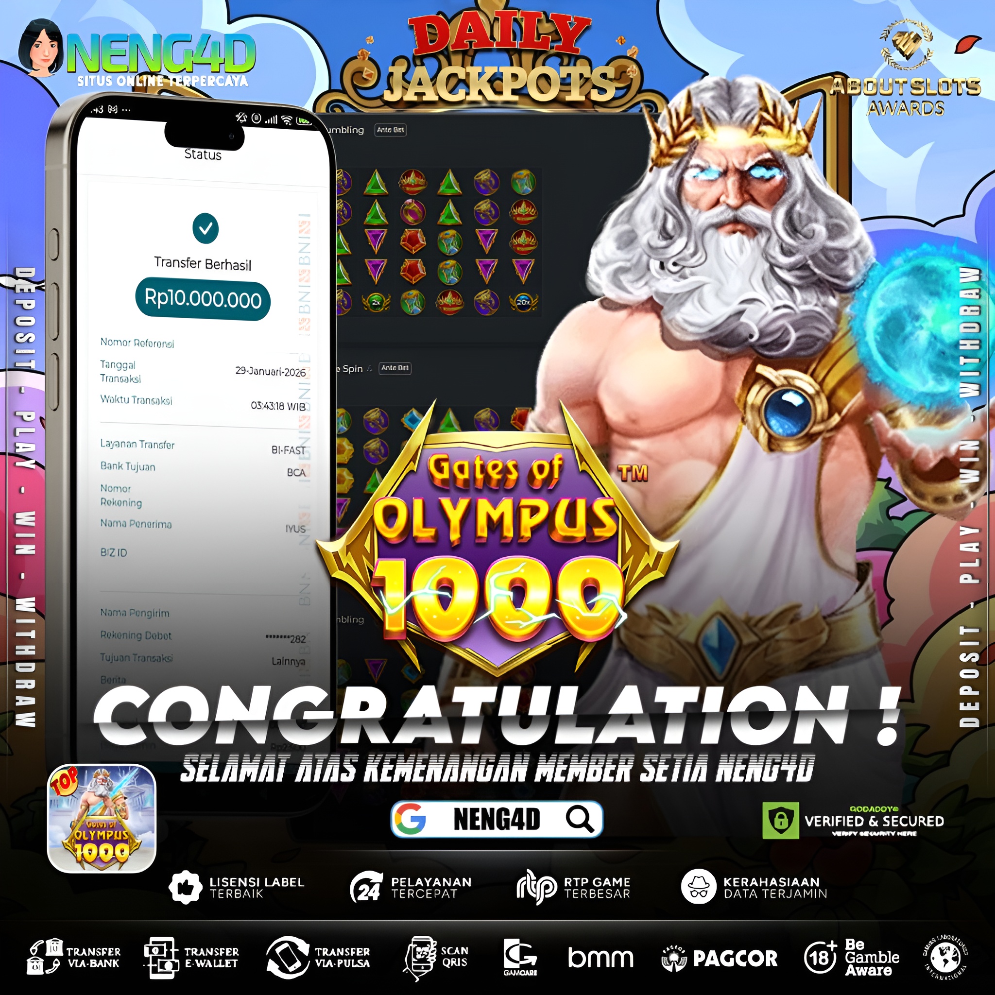MENANG 10JT MAIN DI GATES OF OLYMPUS 1000 PRAGMATIC PLAY