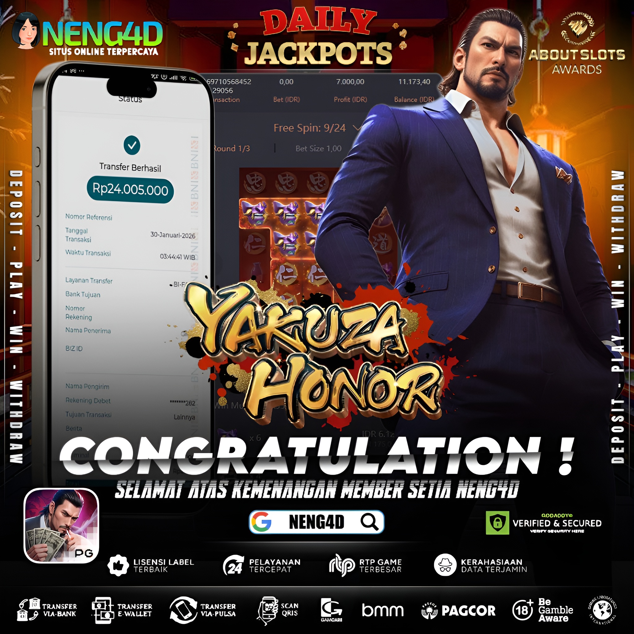 MENANG 24JT MAIN DI YAKUZA HONOR PG SOFT