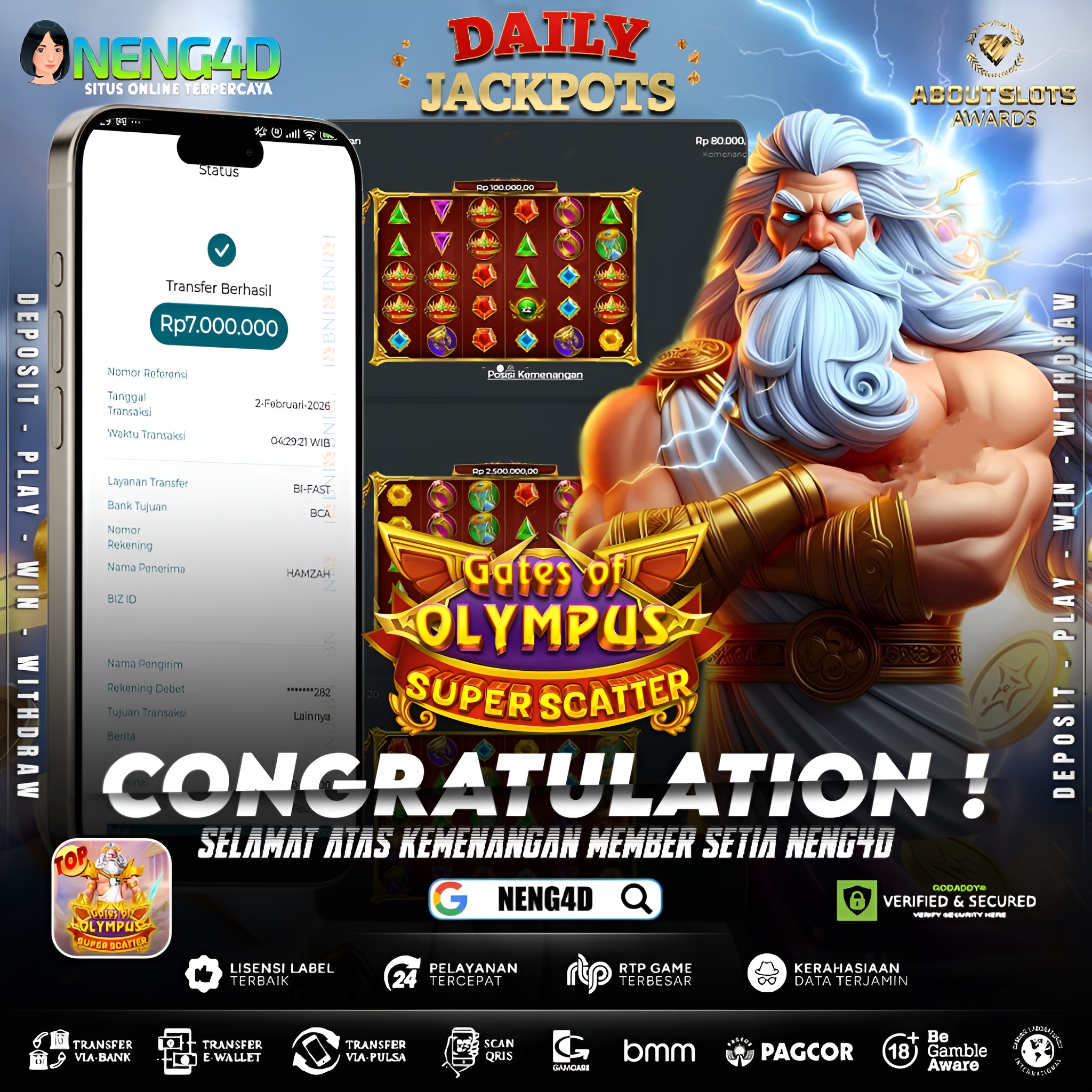 MENANG 7JT MAIN DI GATES OF OLYMPUS SUPER SCATTER PRAGMATIC PLAY