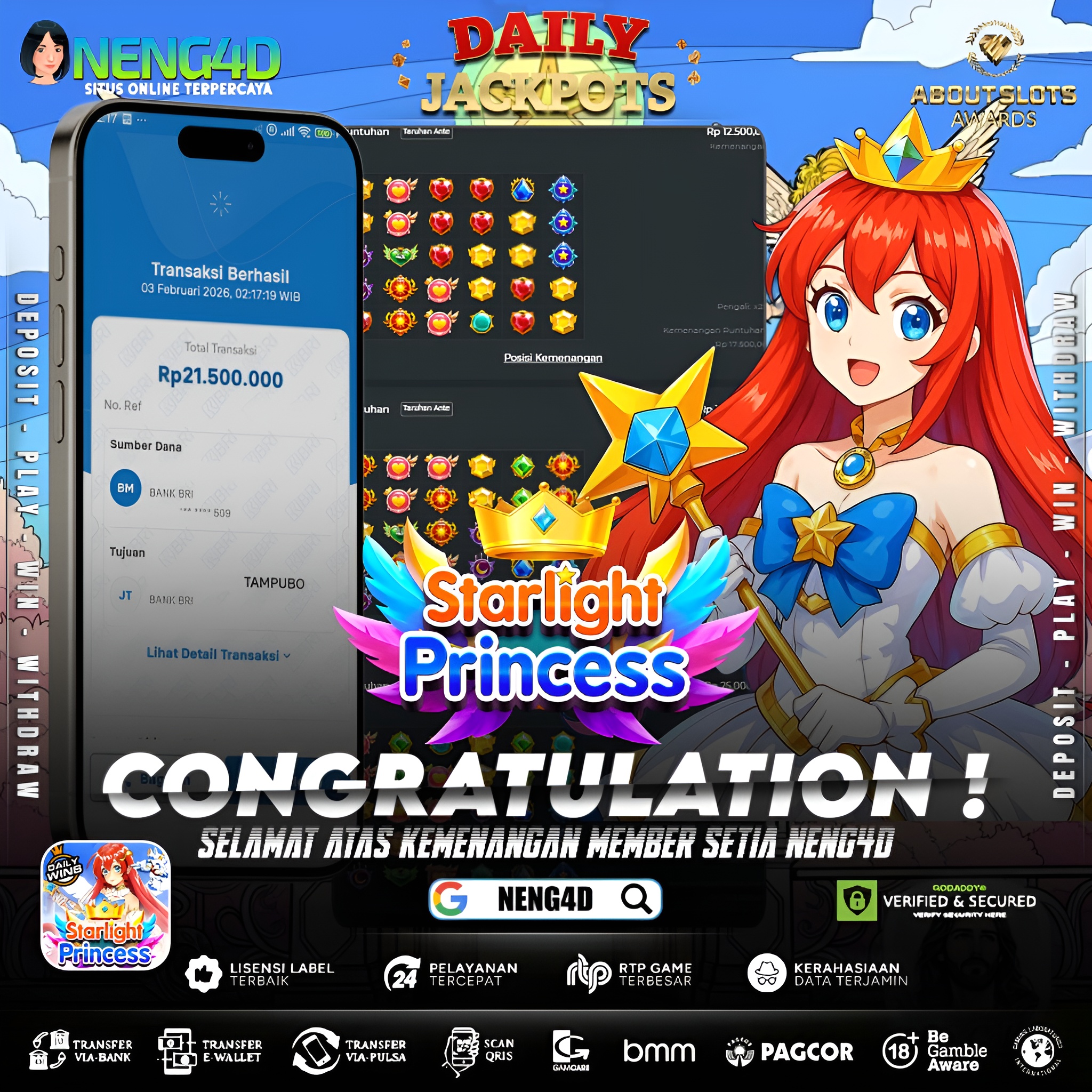 MENANG 21JT MAIN DI STARLIGHT PRINCESS PRAGMATIC PLAY