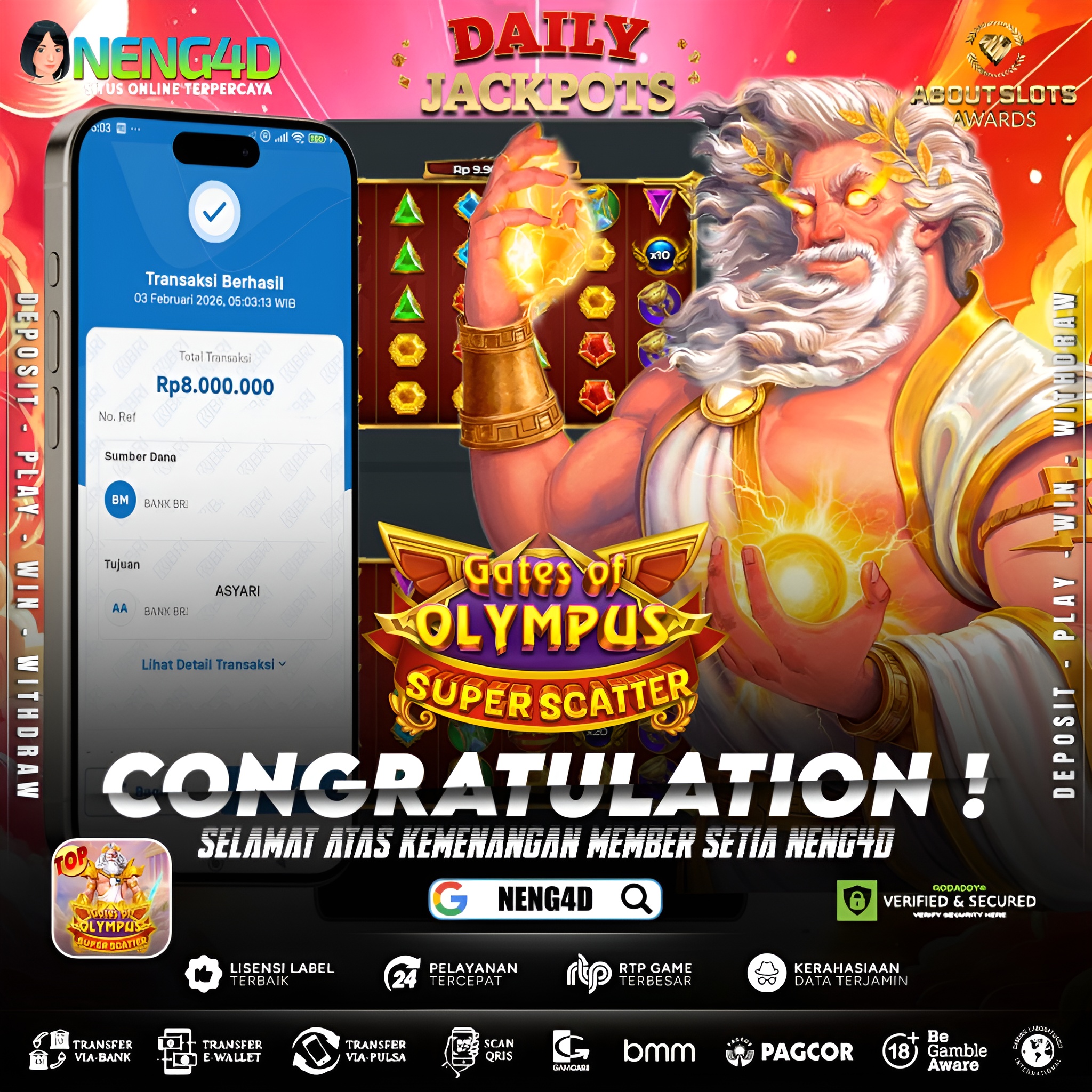 MENANG 8JT MAIN DI GATES OF OLYMPUS SUPER SCATTER PRAGMATIC PLAY