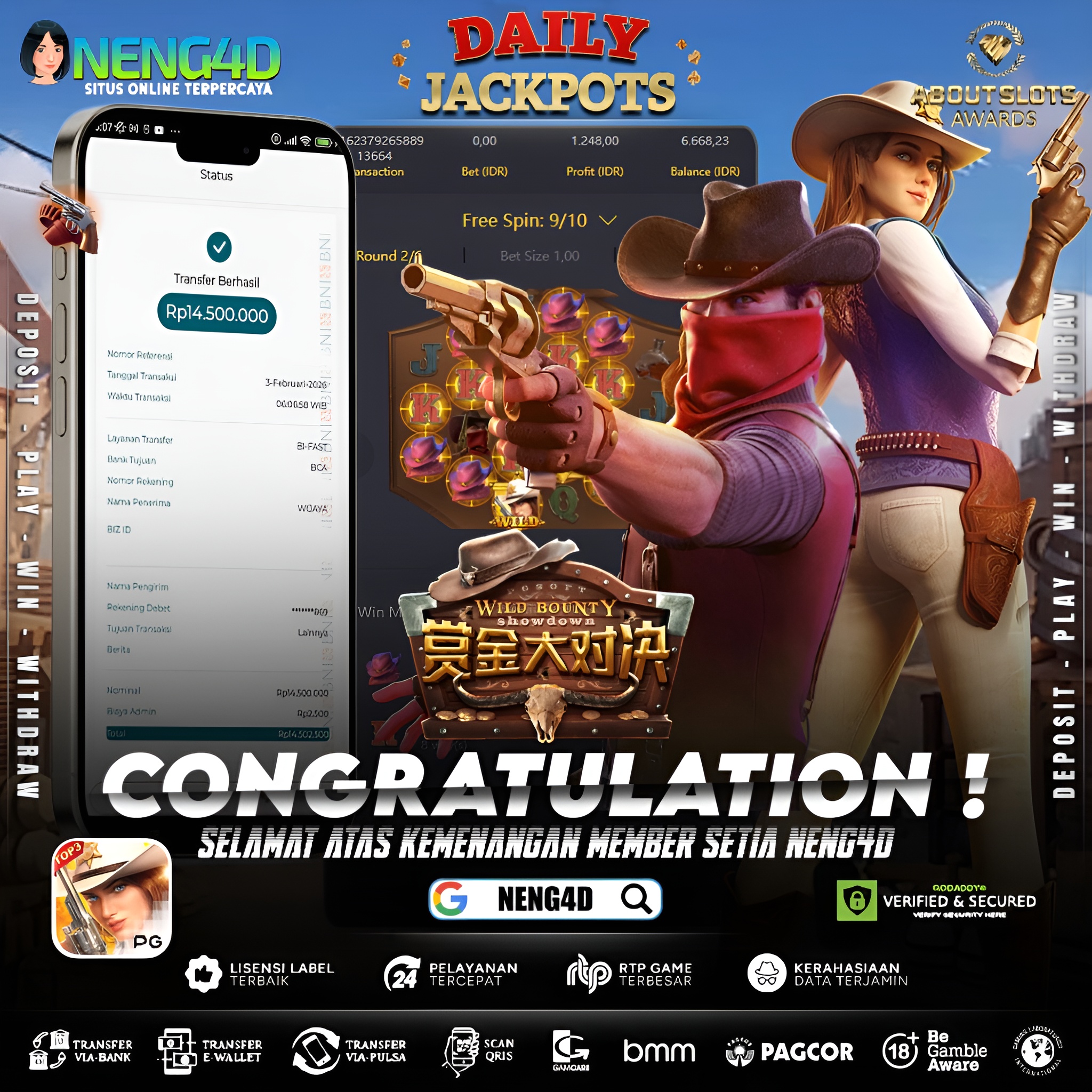 MENANG 14JT MAIN DI WILD BOUNTY SHOWDOWN PG SOFT
