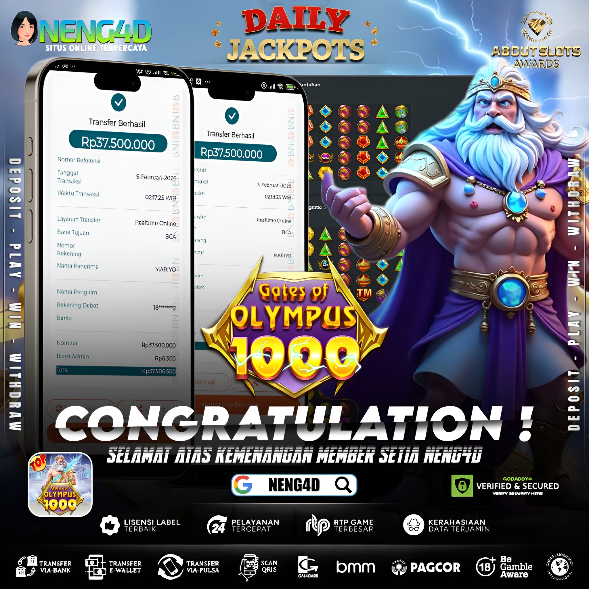MENANG 75JT MAIN DI GATES OF OLYMPUS 1000 PRAGMATIC PLAY