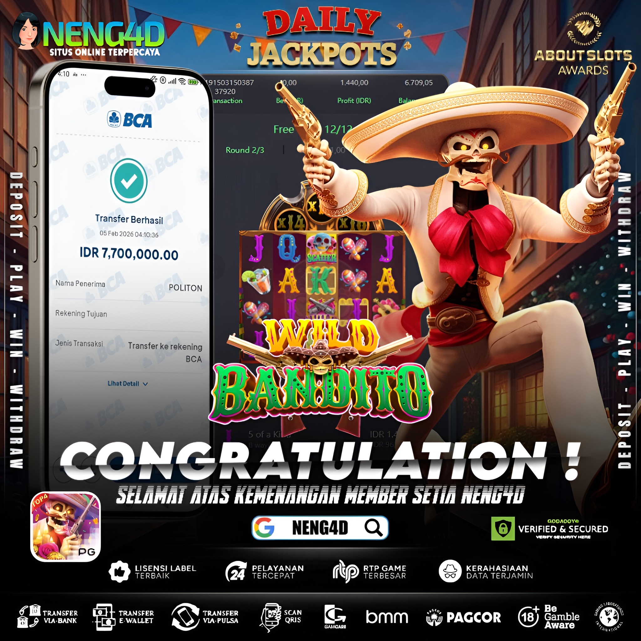 MENANG 7JT MAIN DI WILD BANDITO PG SOFT
