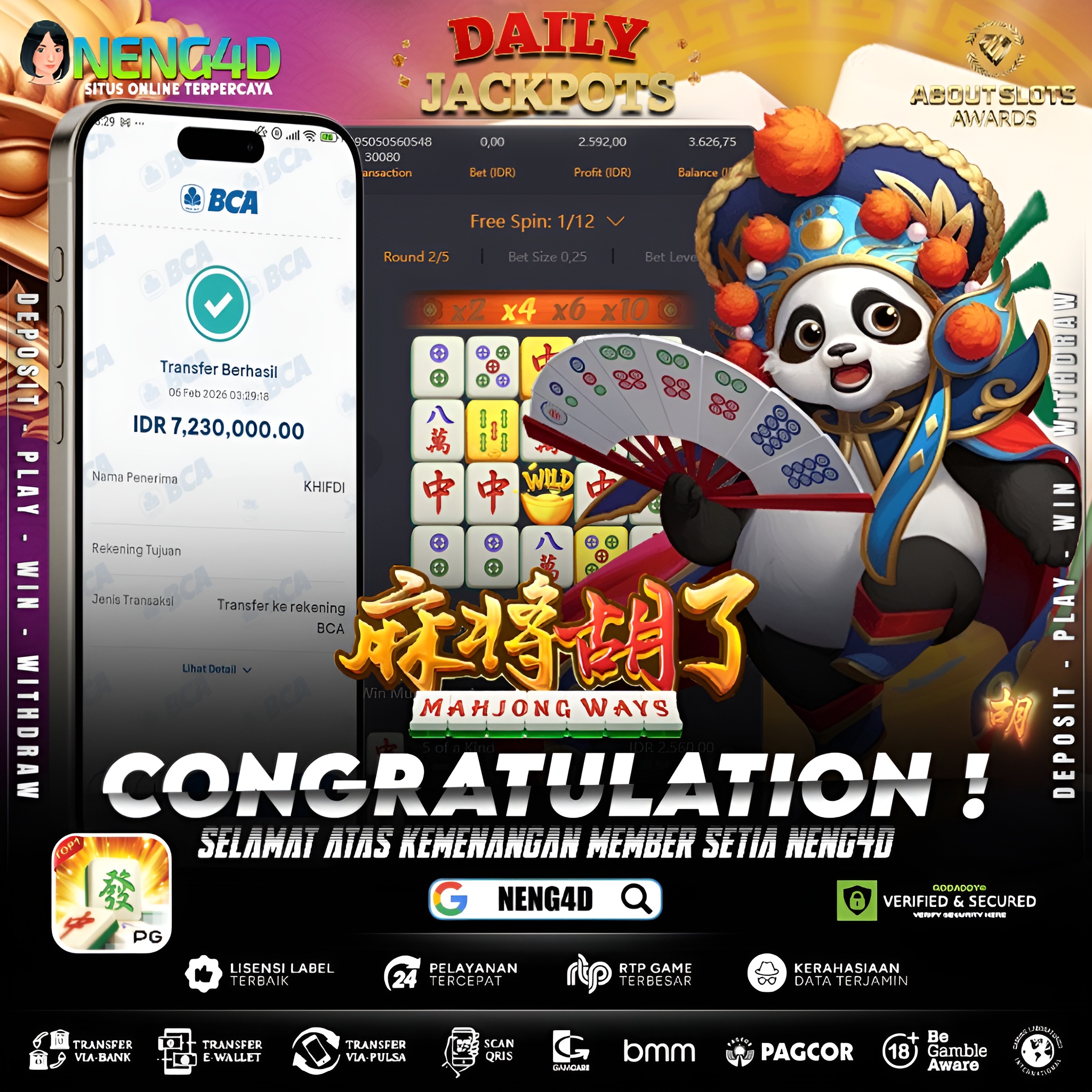 MENANG 7JT MAIN DI MAHJONG WAYS PG SOFT