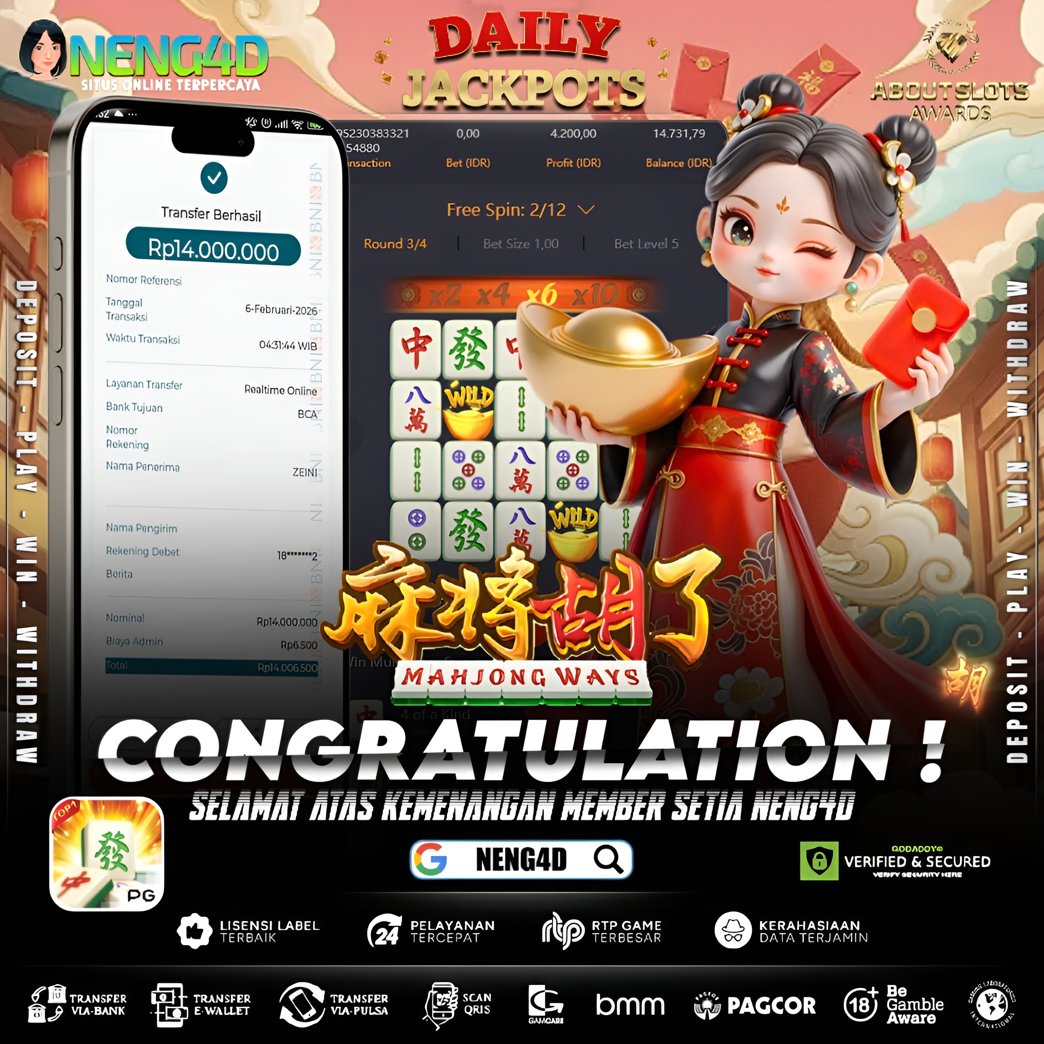 MENANG 14JT MAIN DI MAHJONG WAYS PG SOFT