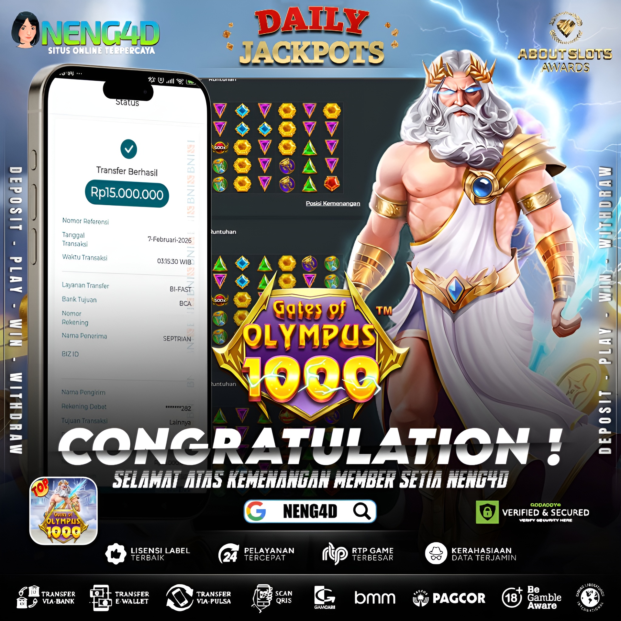 MENANG 15JT MAIN DI GATES OF OLYMPUS 1000 PRAGMATIC PLAY