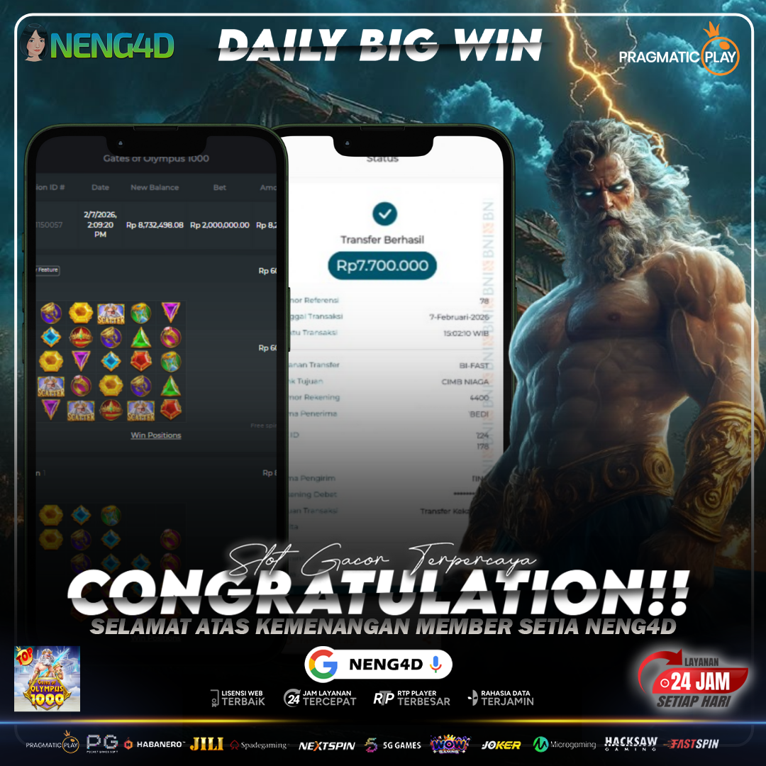 RAIH KEMENANGAN BESAR 7,7 JUTA LEBIH DI GATE OF OLYMPUS 1000