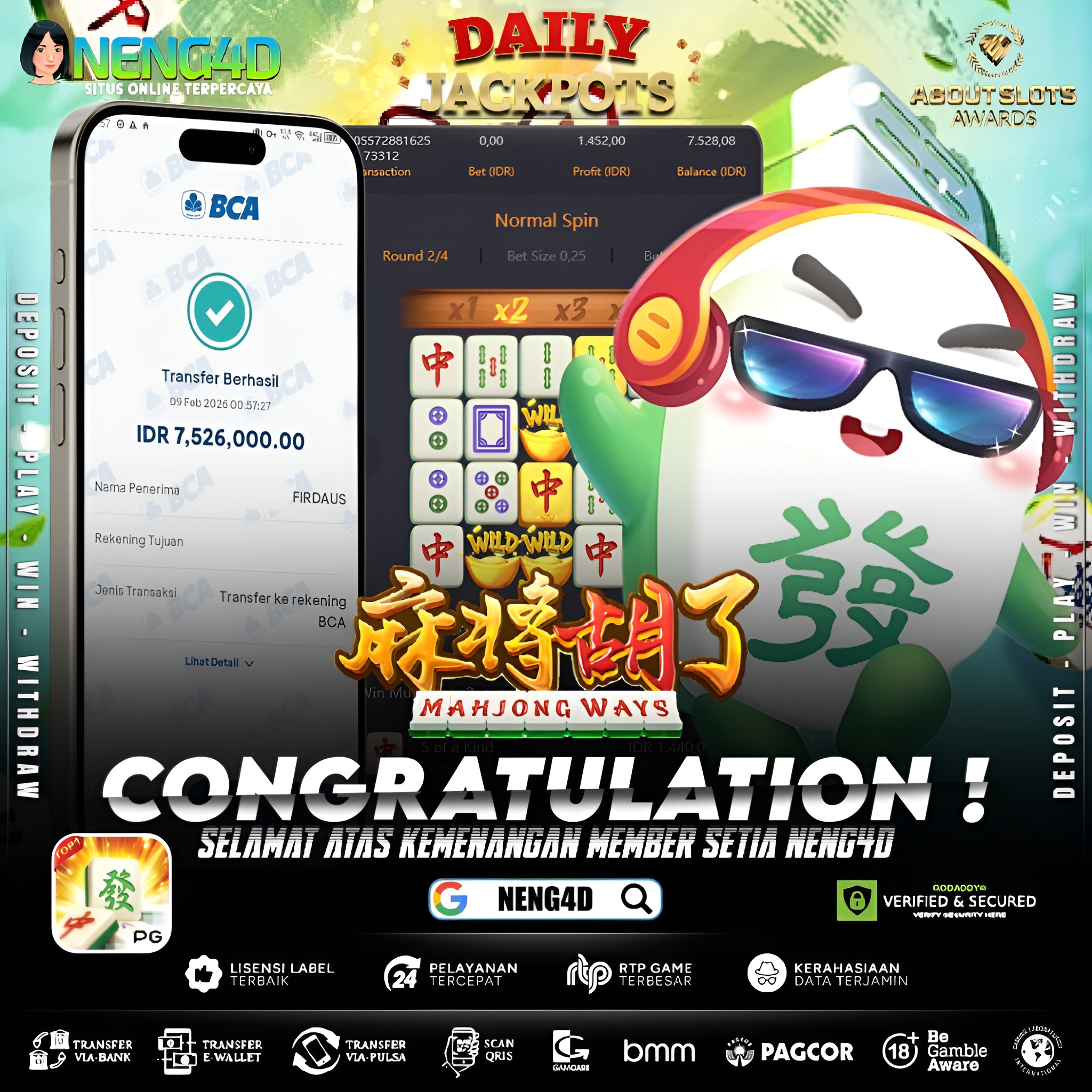 MENANG 7JT MAIN DI MAHJONG WAYS PG SOFT