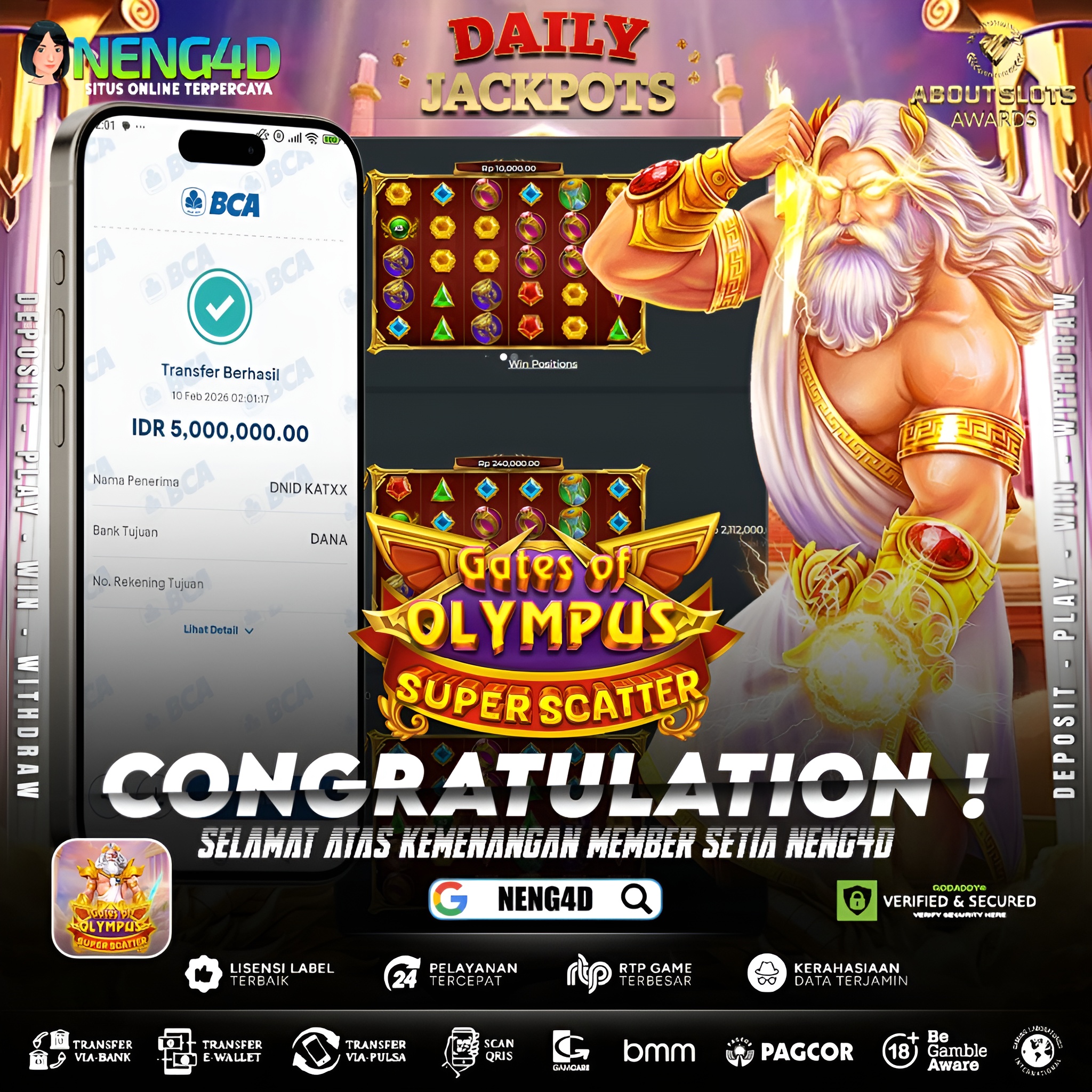 MENANG 5JT MAIN DI GATES OF OLYMPUS SUPER SCATTER PRAGMATIC PLAY