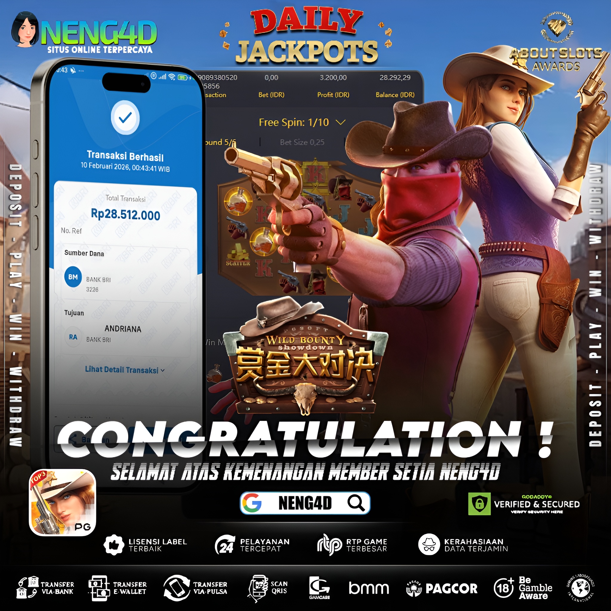 MENANG 28JT MAIN DI WILD BOUNTY SHOWDOWN PG SOFT