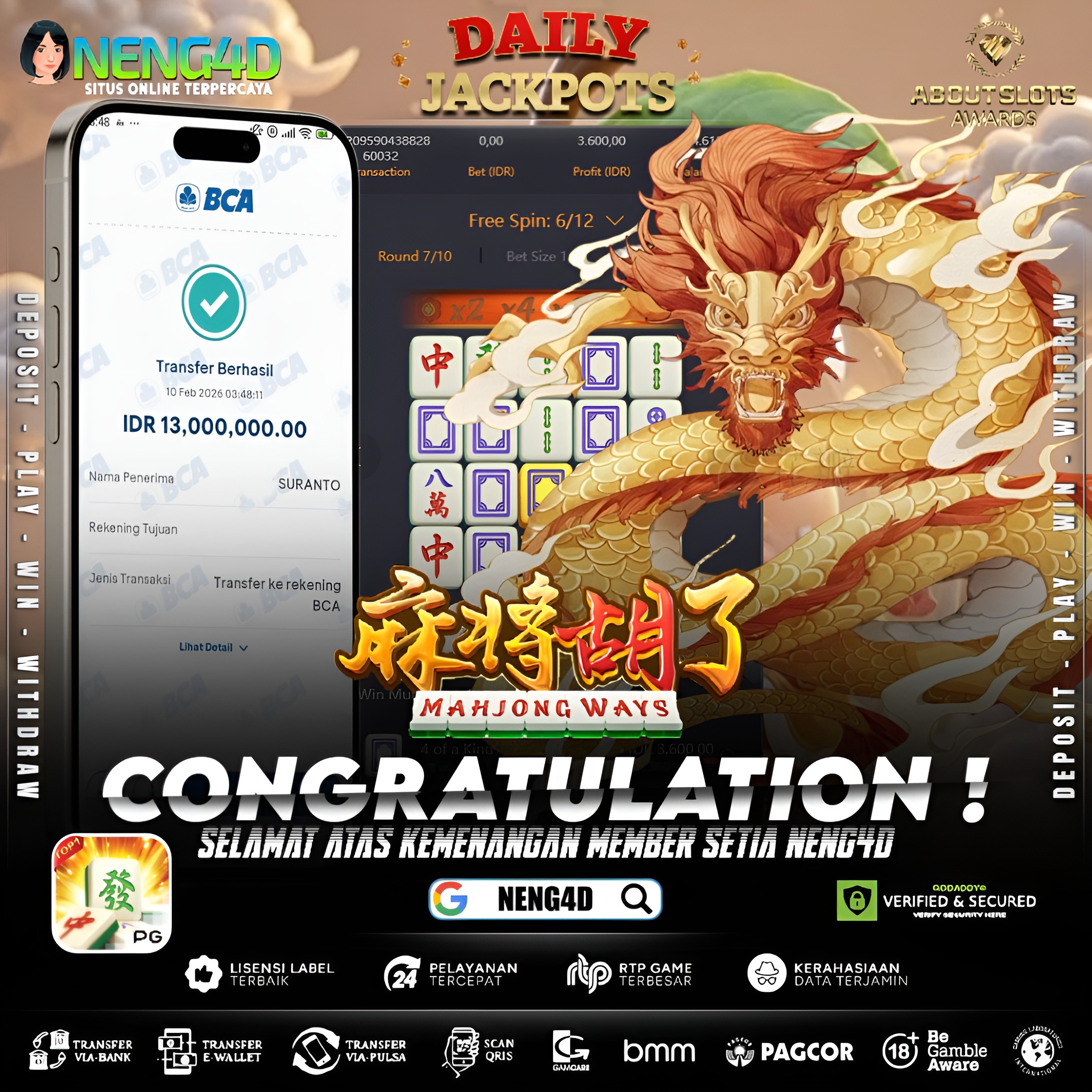 MENANG 13JT MAIN DI MAHJONG WAYS PG SOFT