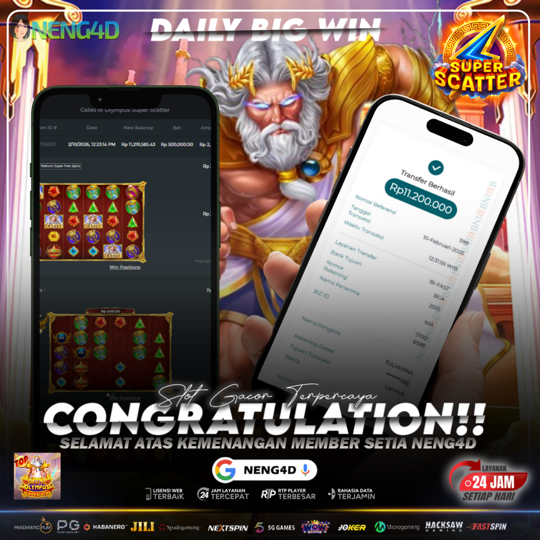 MEMBER SETIA NENG4D BERHASIL RAIH 11 JUTA DI GATES OF OLYMPUS SUPER SCATTER PRAGMATIC PLAY