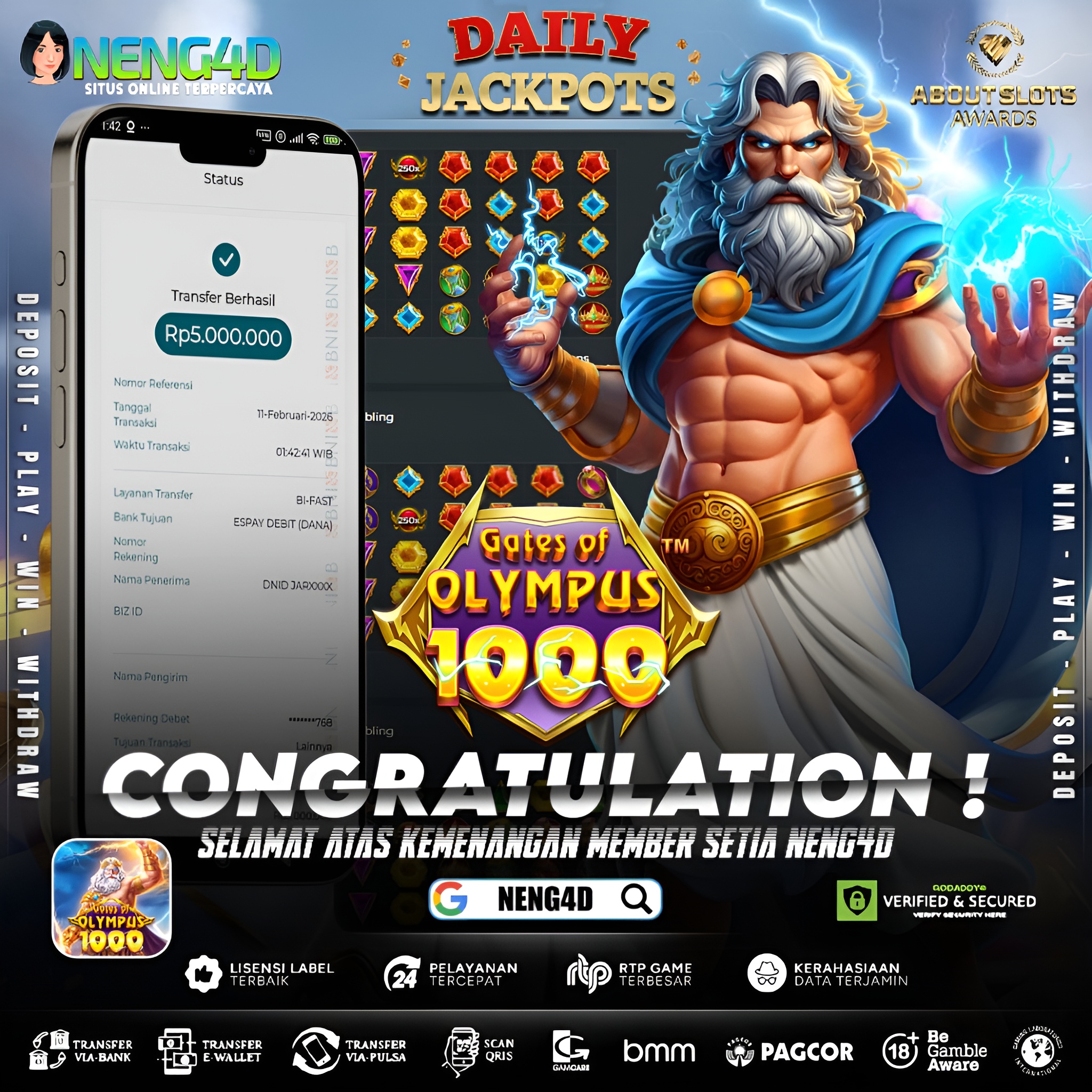 MENANG 5JT MAIN DI GATES OF OLYMPUS 1000 PRAGMATIC PLAY