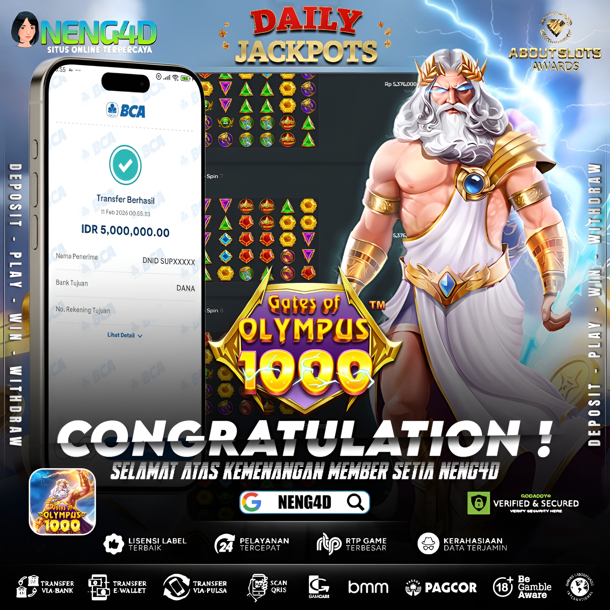 MENANG 5JT MAIN DI GATES OF OLYMPUS 1000 PRAGMATIC PLAY