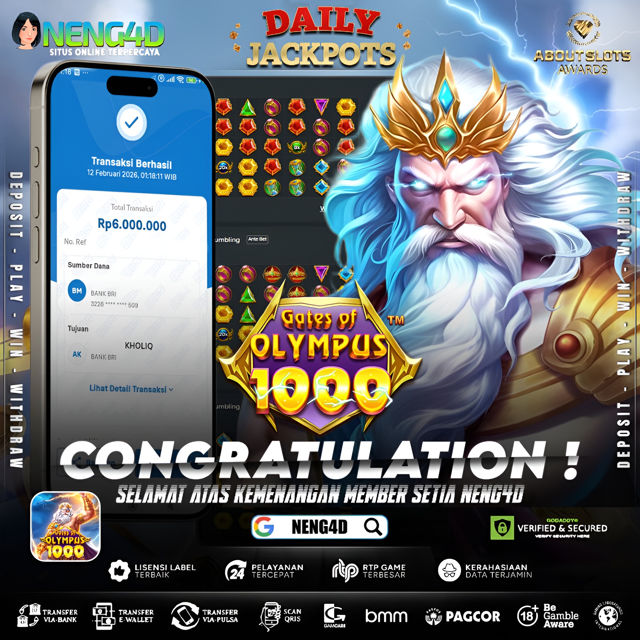 MENANG 6JT MAIN DI GATES OF OLYMPUS 1000 PRAGMATIC PLAY