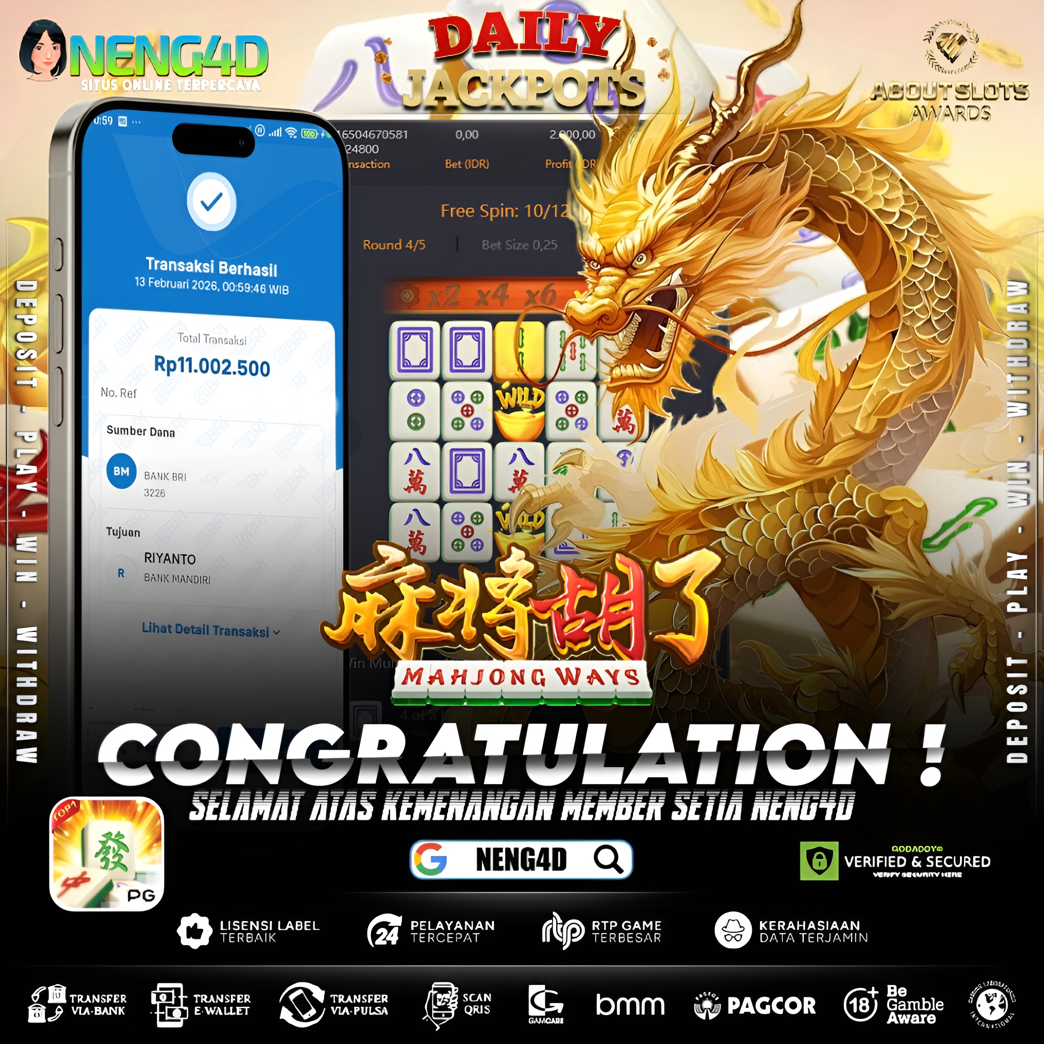 MENANG 11JT MAIN DI MAHJONG WAYS PG SOFT