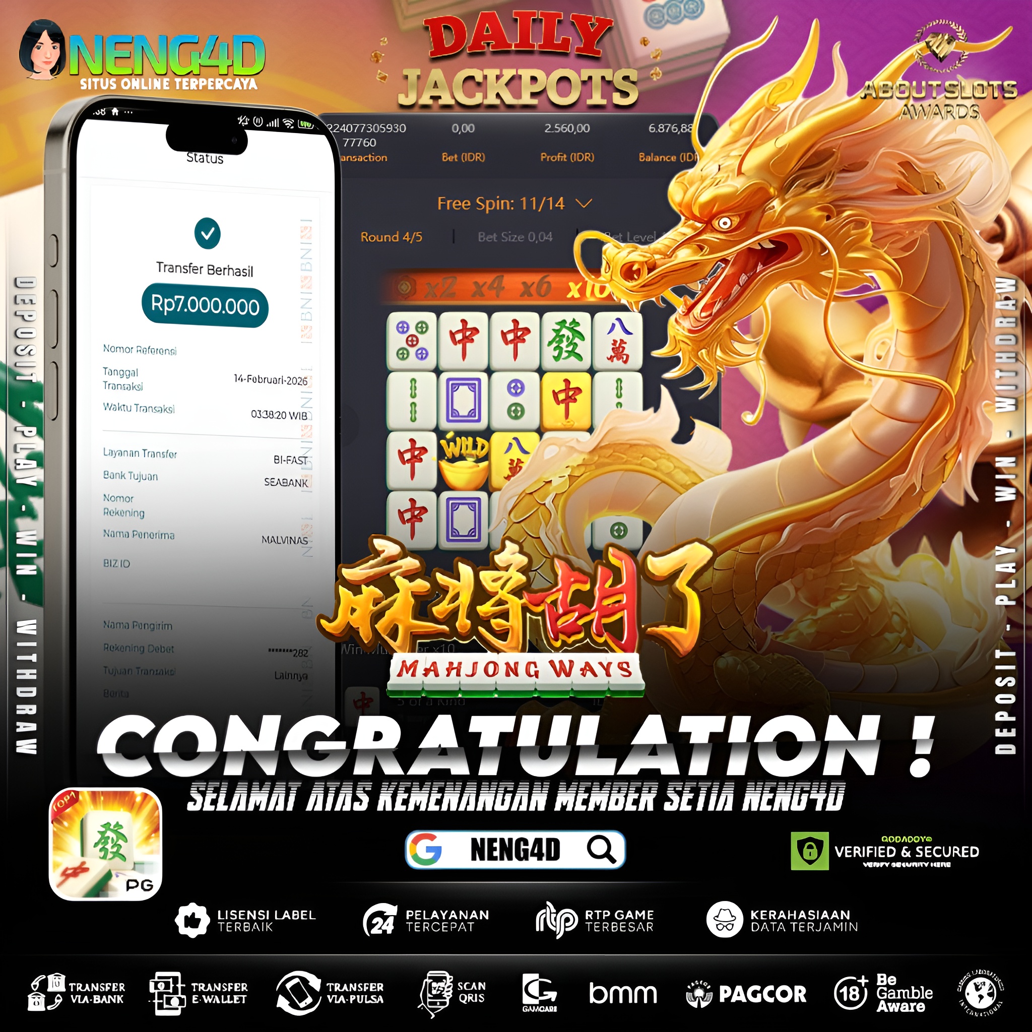 MENANG 7JT MAIN DI MAHJONG WAYS PG SOFT