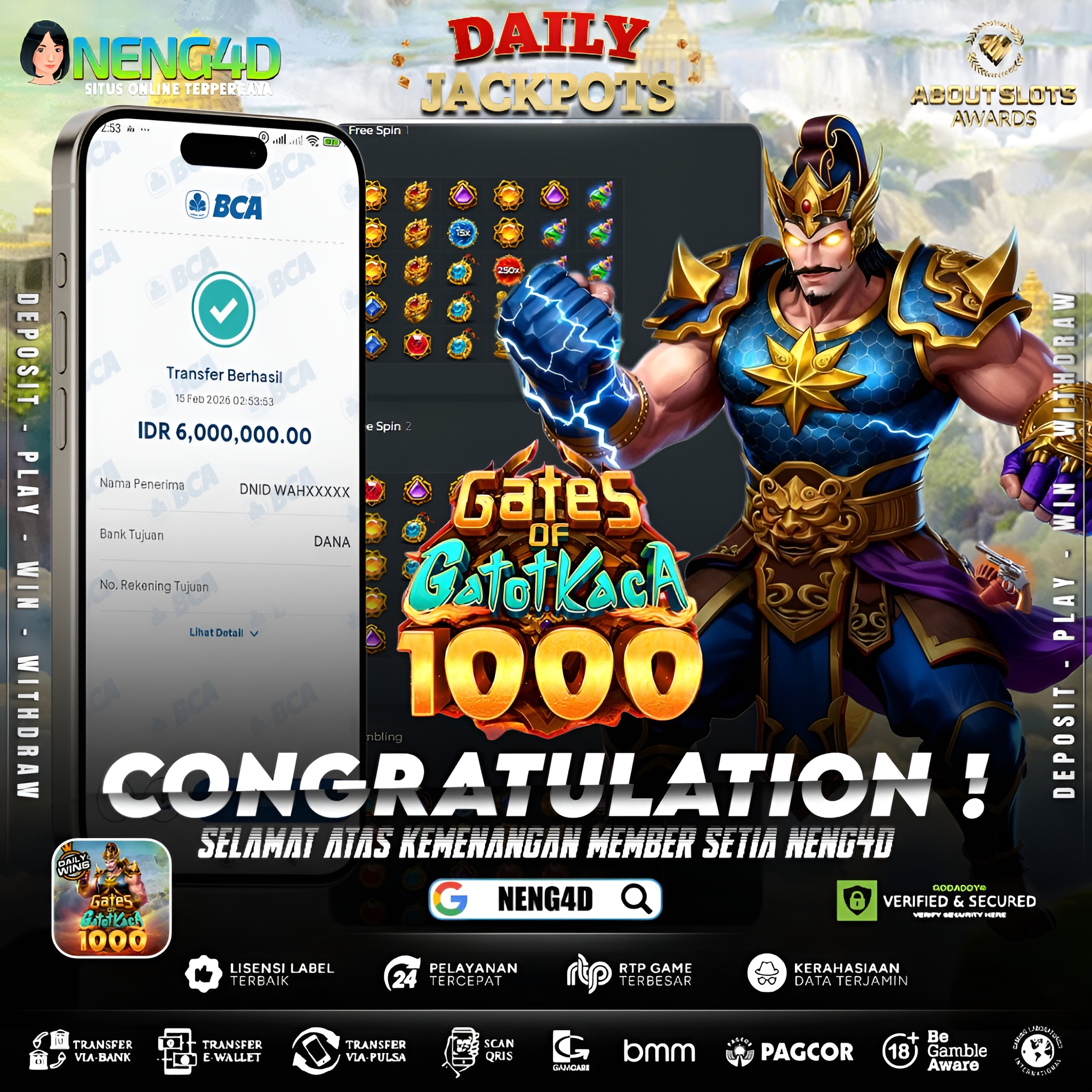 MENANG 6JT MAIN DI GATES OF GATOT KACA 1000 PRAGMATIC PLAY