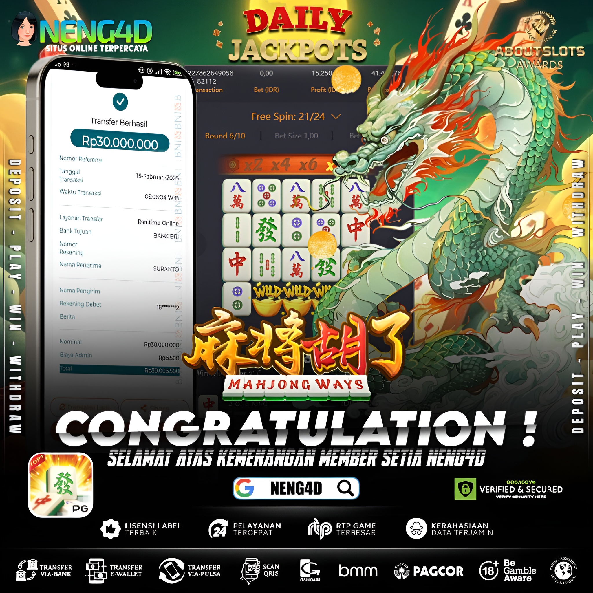 MENANG 30JT MAIN DI MAHJONG WAYS PG SOFT