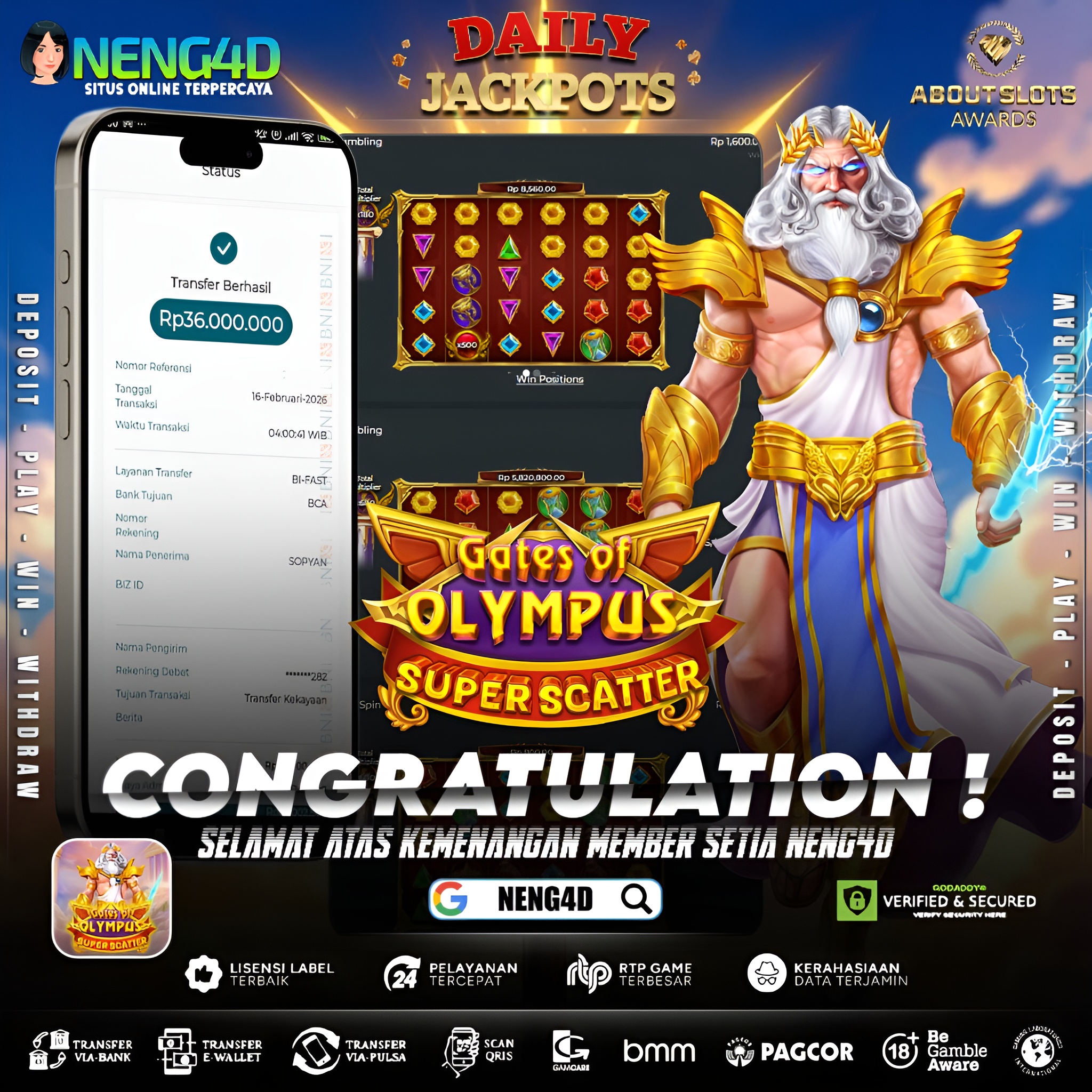 MENANG 36JT MAIN DI GATES OF OLYMPUS SUPER SCATTER PRAGMATIC PLAY