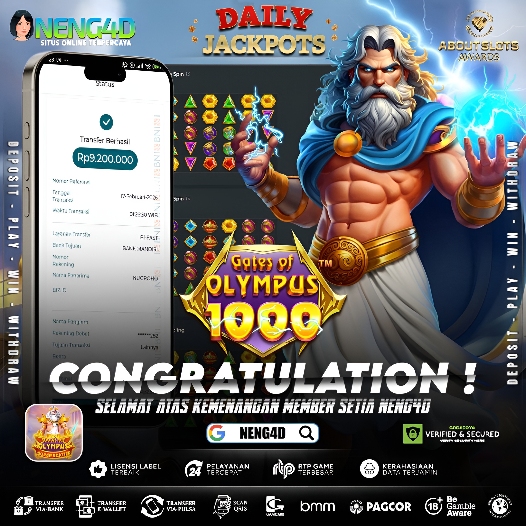 MENANG 9JT MAIN DI GATES OF OLYMPUS 1000 PRAGMATIC PLAY