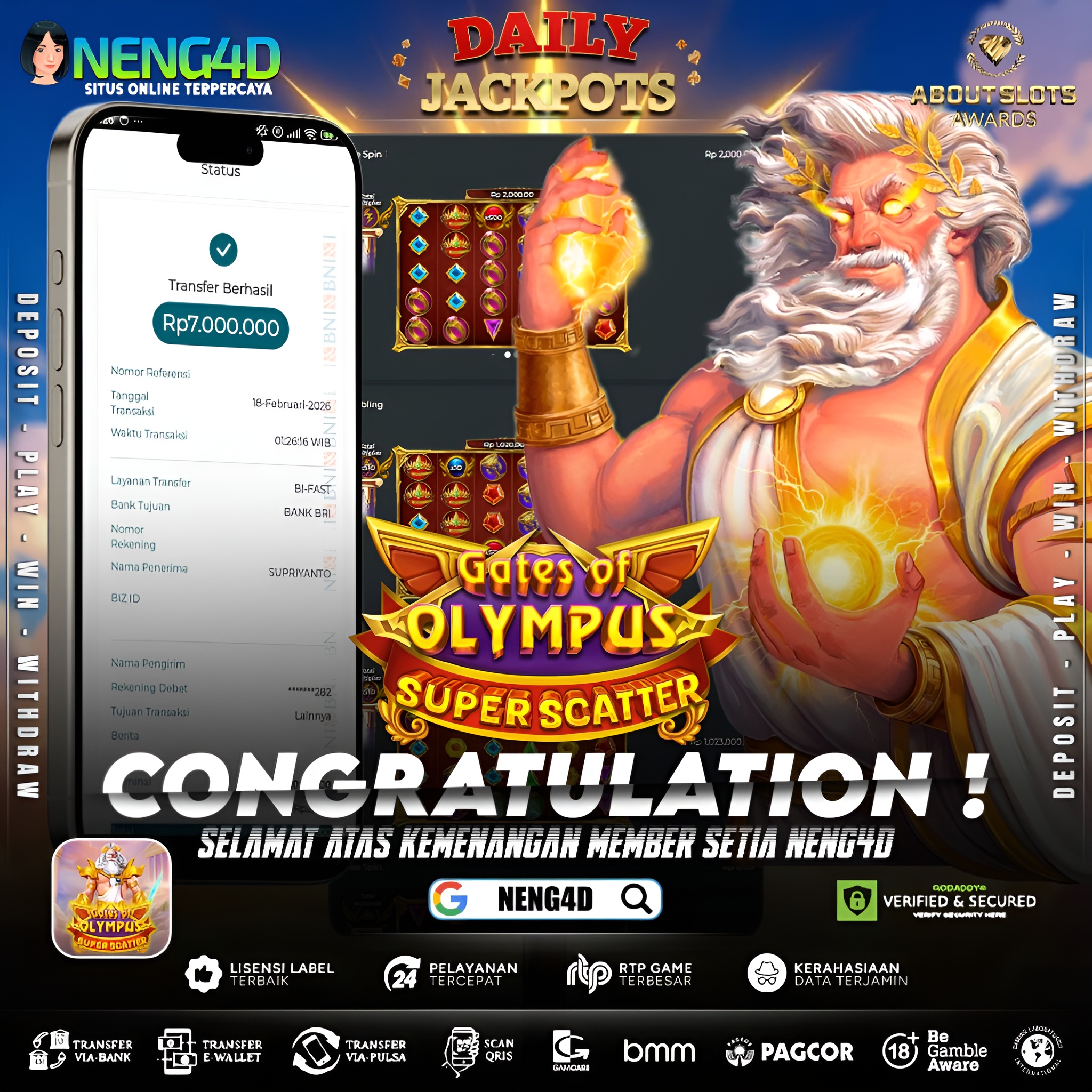 MENANG 7JT MAIN DI GATES OF OLYMPUS SUPER SCATTER PRAGMATIC PLAY
