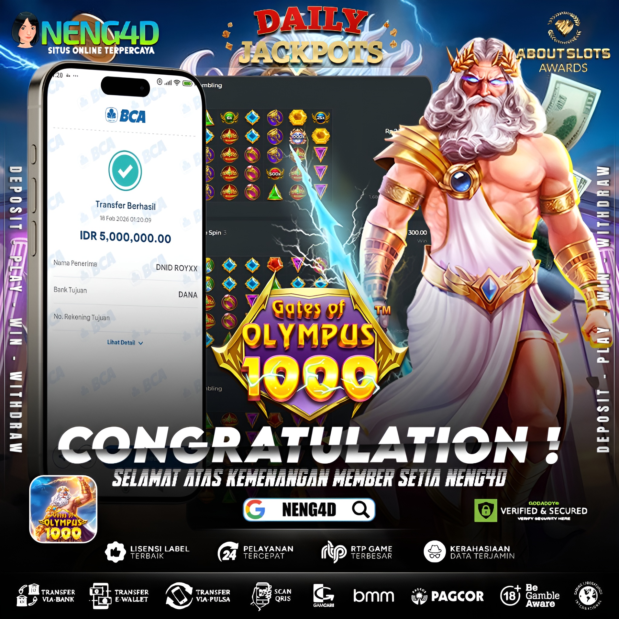 MENANG 5JT MAIN DI GATES OF OLYMPUS 1000 PRAGMATIC PLAY
