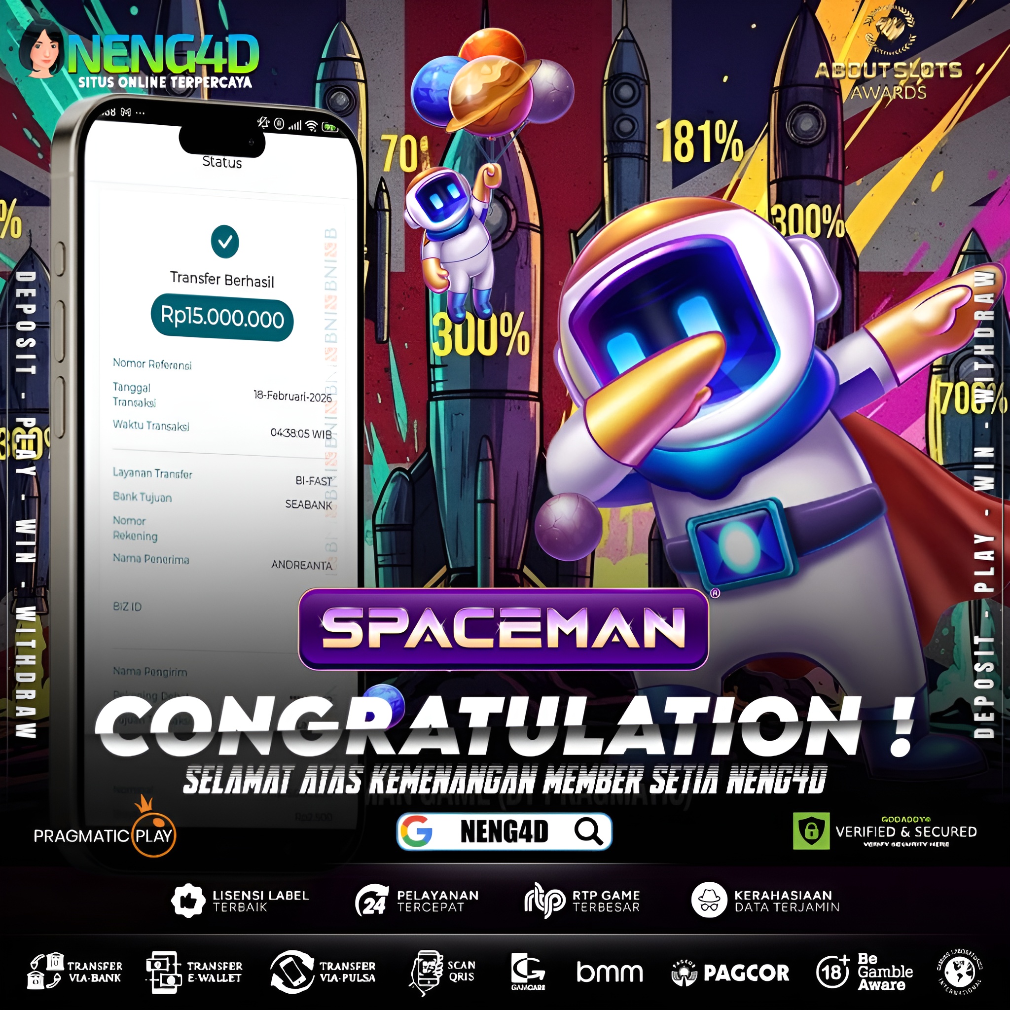 MEMBER SETIA NENG4D TERBANG TINGGI RAIH 15 JUTA