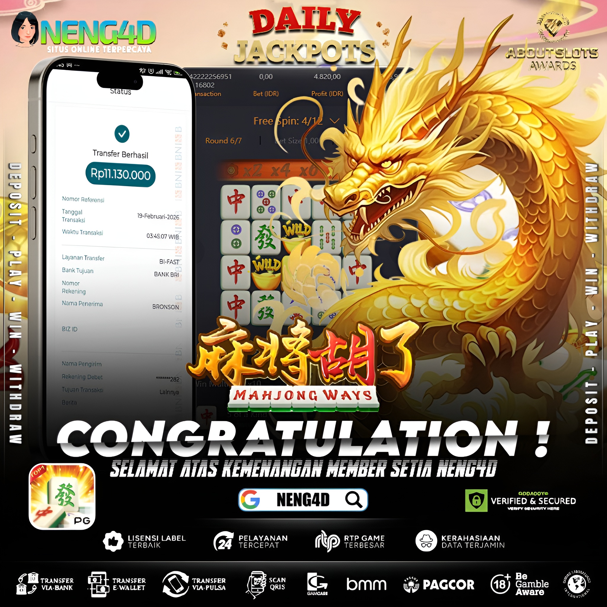 MEMBER SETIA NENG4D MENANG 11 JUTA DI MAHJONG WAYS