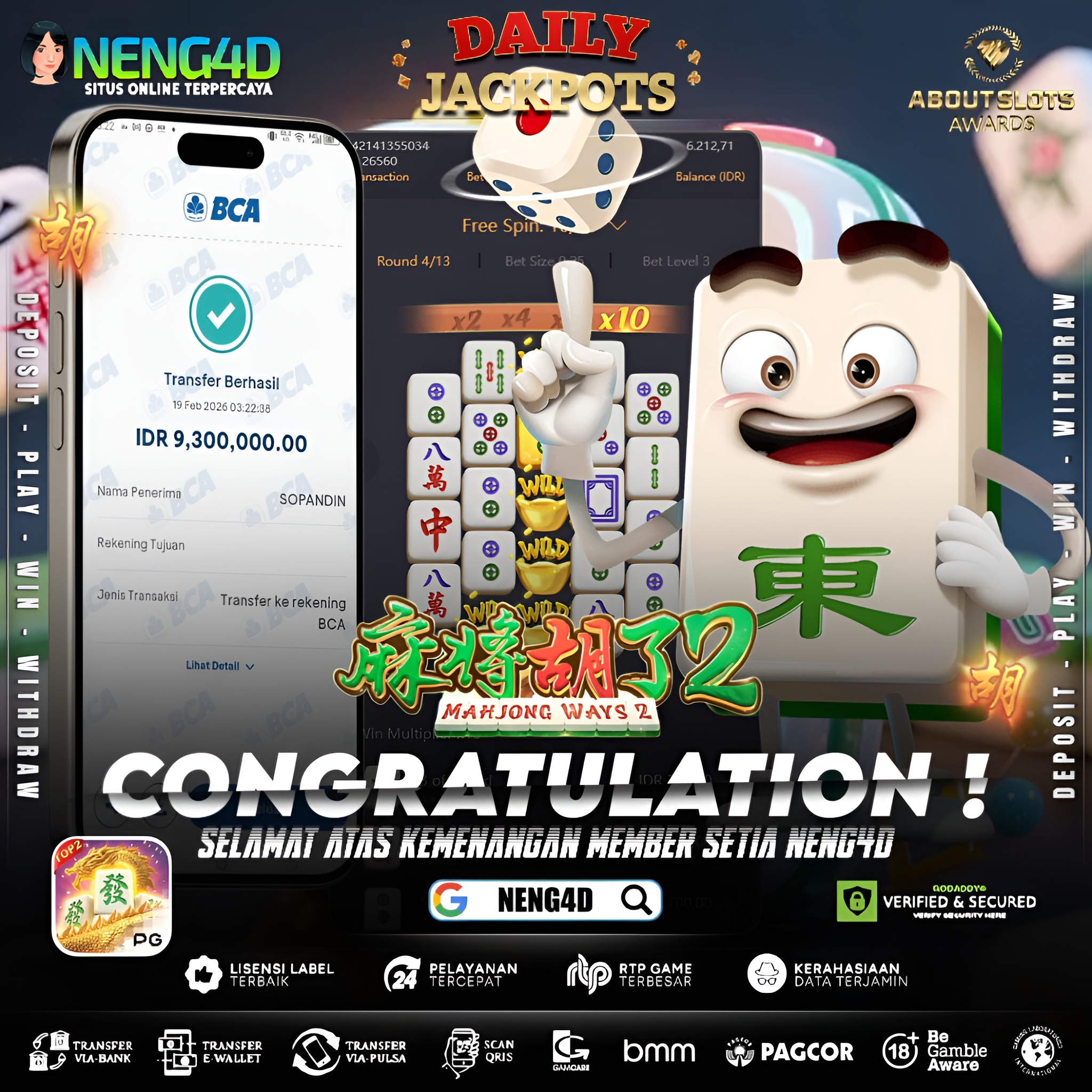 MEMBER SETIA NENG4D MENANG 9 JUTA DI MAHJONG WAYS 2