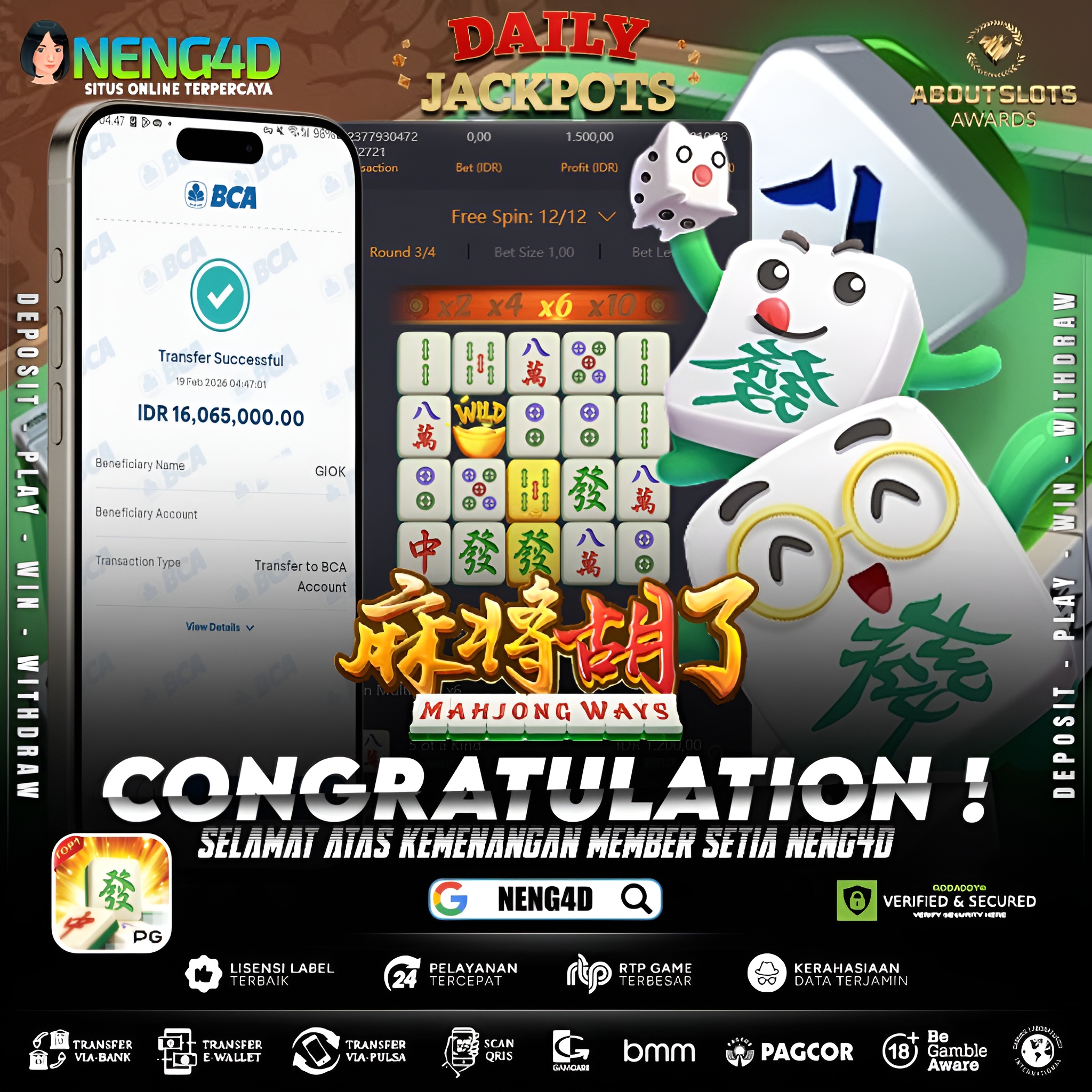MEMBER SETIA NENG4D MENANG 16 JUTA DI MAHJONG WAYS