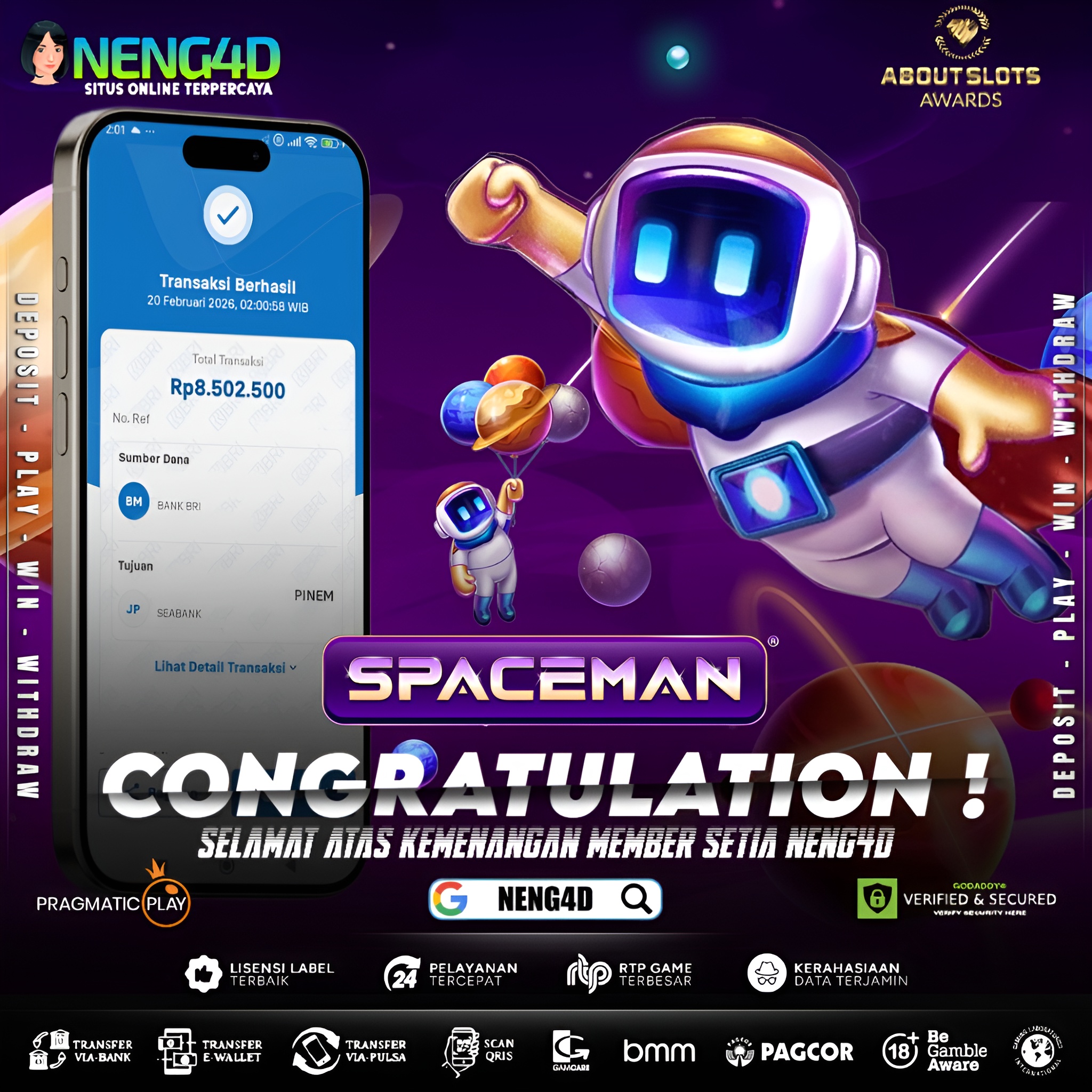 MEMBER SETIA NENG4D MENANG 8 JUTA DI SPACEMAN