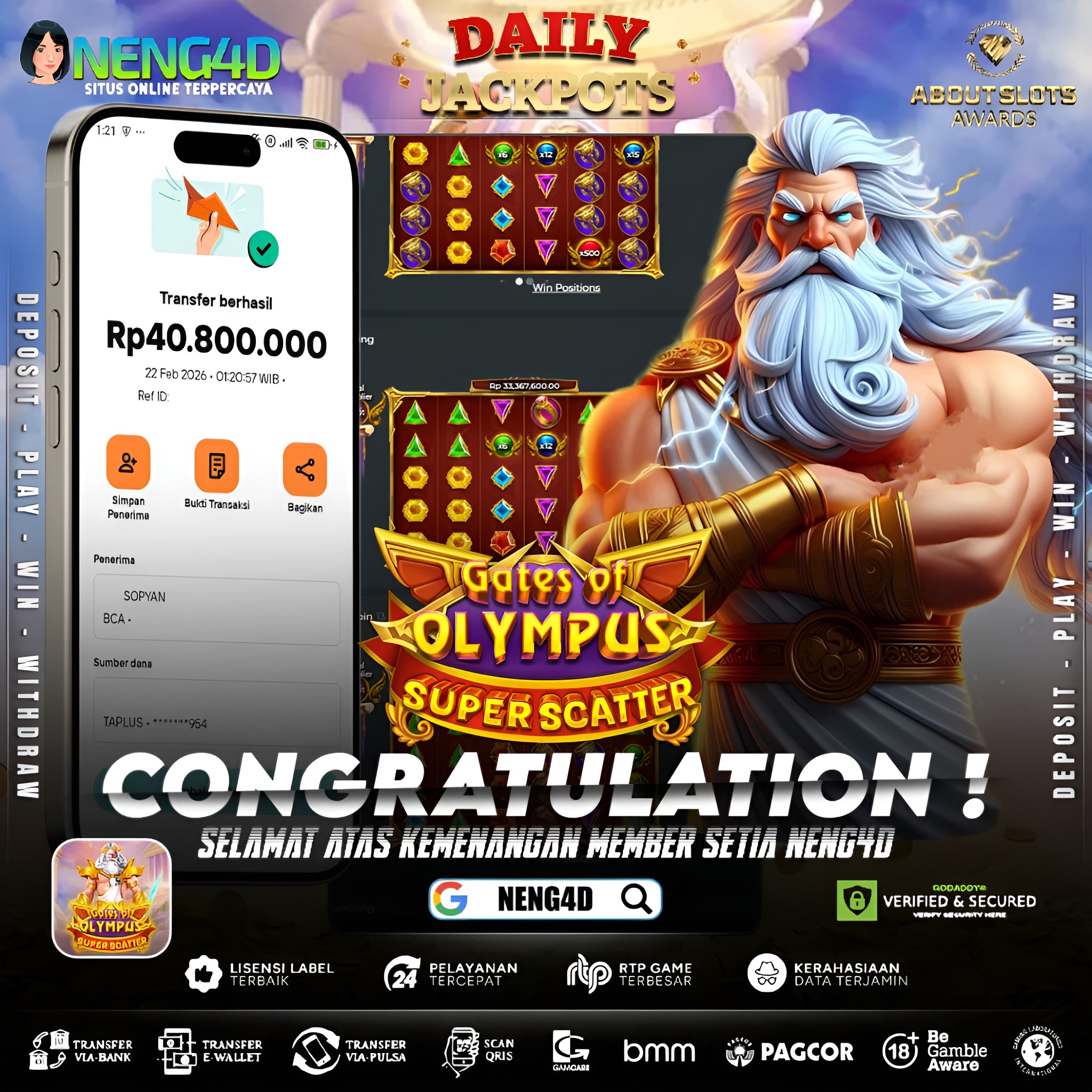 MENANG 40JT MAIN DI GATES OF OLYMPUS SUPER SCATTER PRAGMATIC PLAY